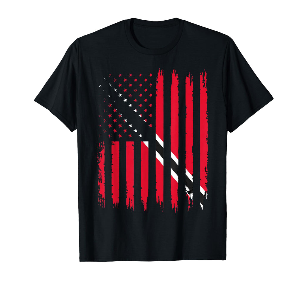 American Flag Trinidad And Tobago T-Shirt - Minimalist Print for Adults - T-Shirt, Sweatshirt, Hoodie