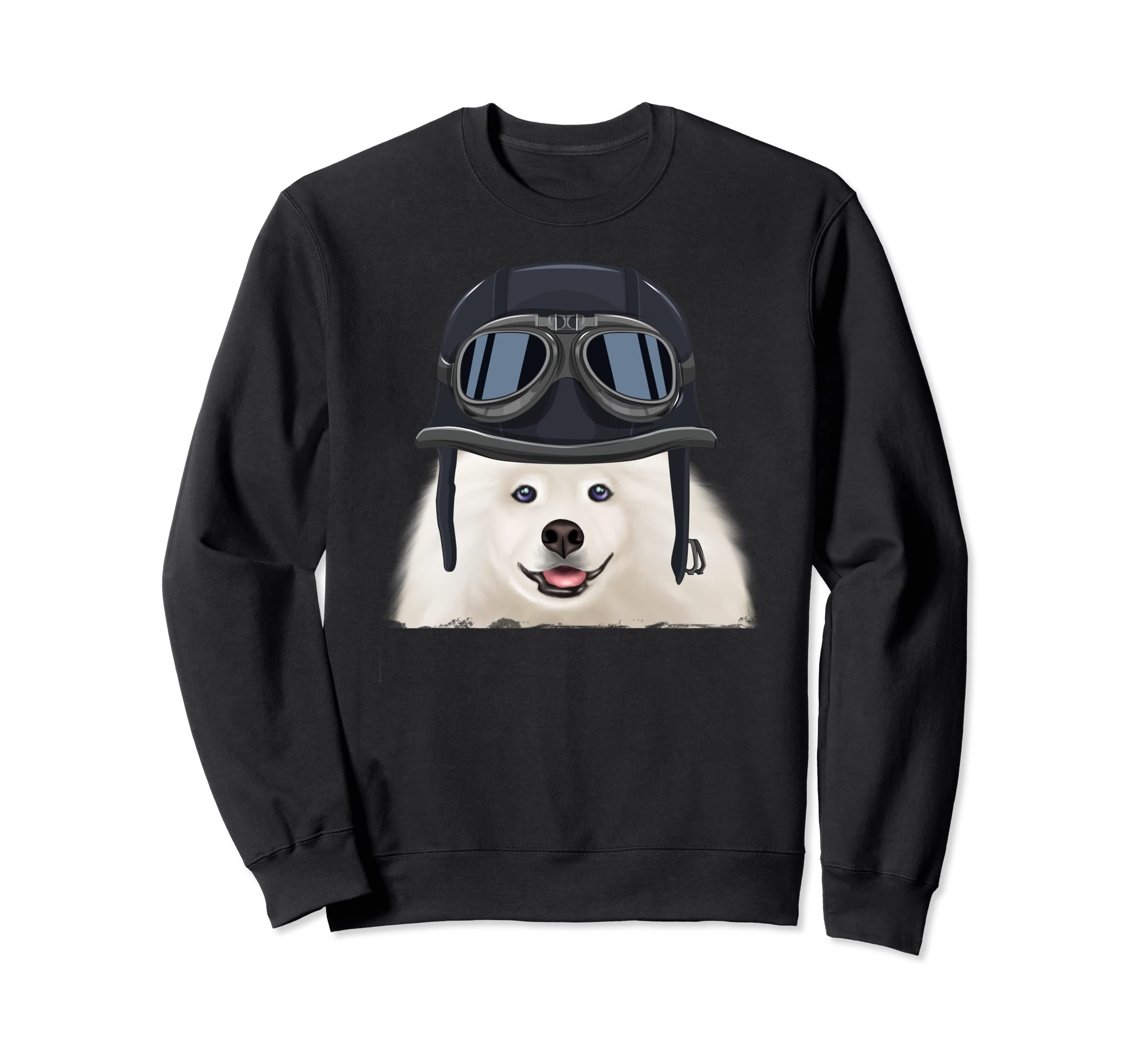 Funny Motorcycle Helmet Samoyed Sweatshirt - Aesthetic Graphic Unisex - T-Shirt, Sweatshirt, Hoodie