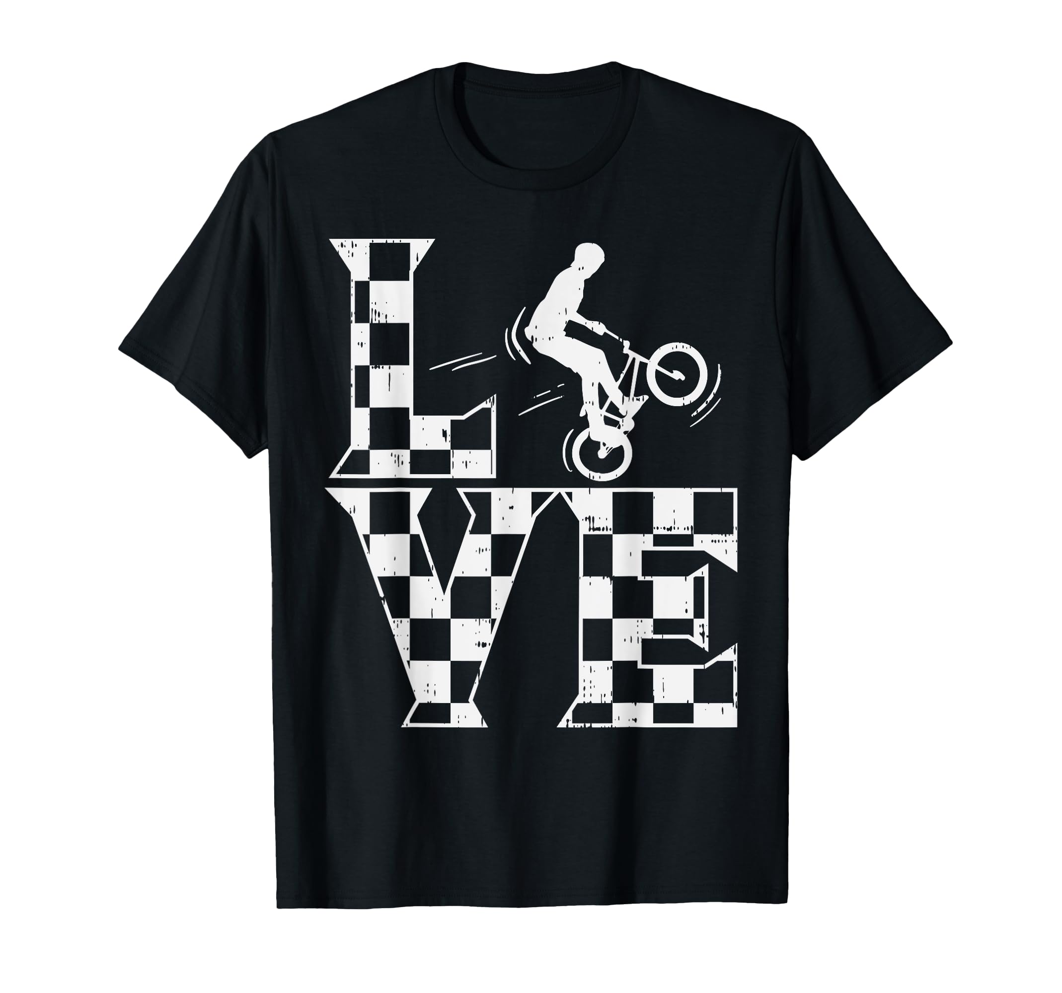 Love Bmx Checkered Flag Bike Racing T-Shirt - Novelty Apparel Men Women - T-Shirt, Sweatshirt, Hoodie