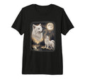 Samoyed Dog Howling To Moon 90S Tri Blend T-Shirt - Minimalist Print Unisex - T-Shirt, Sweatshirt, Hoodie