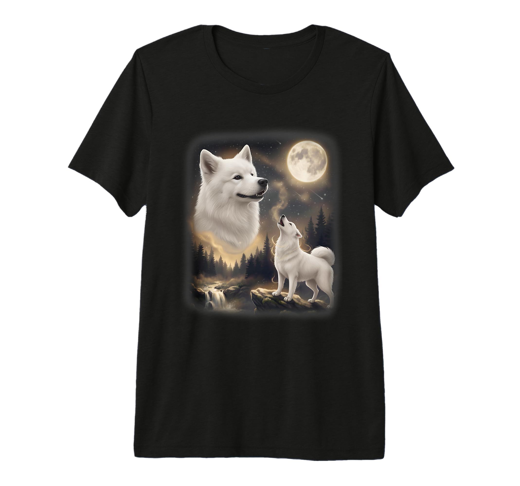 Samoyed Dog Howling To Moon 90S Tri Blend T-Shirt - Minimalist Print Unisex - T-Shirt, Sweatshirt, Hoodie