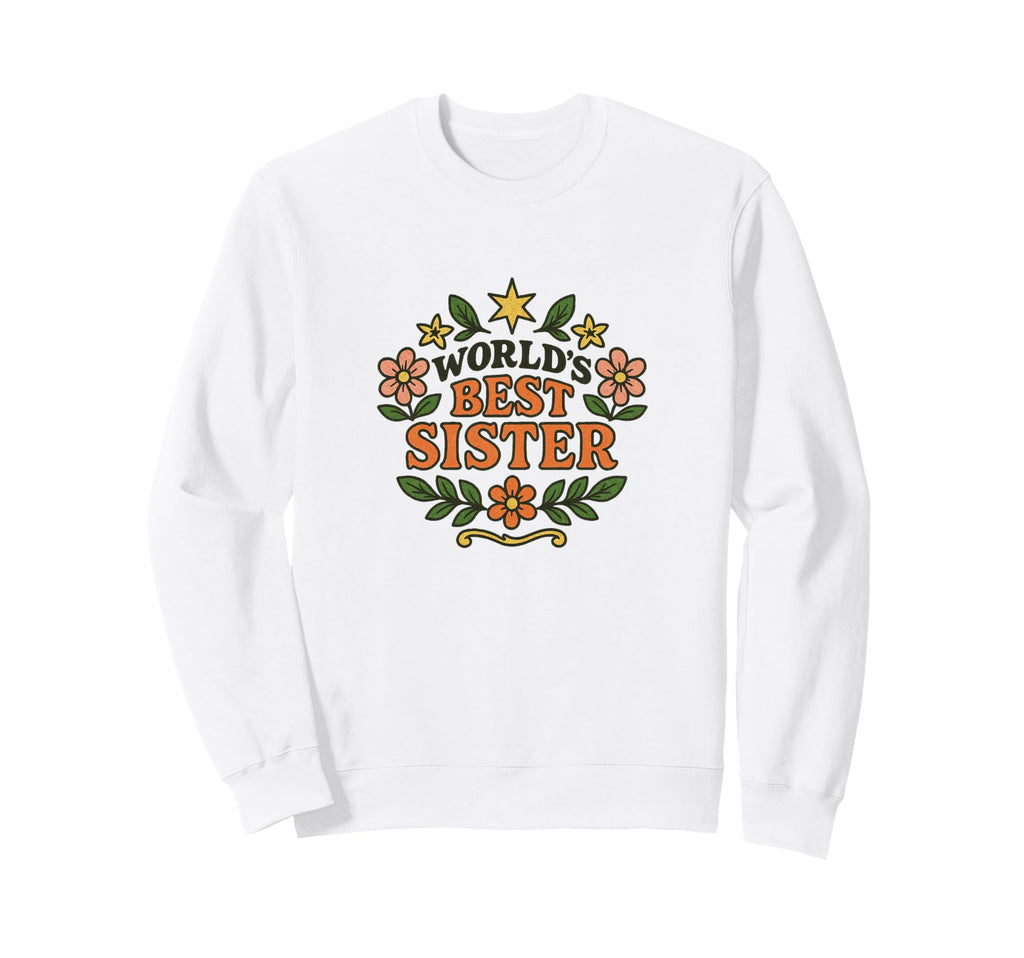 Worlds Best Sister Floral Badge Sweatshirt - Fun Novelty Design for Adults - T-Shirt, Sweatshirt, Hoodie