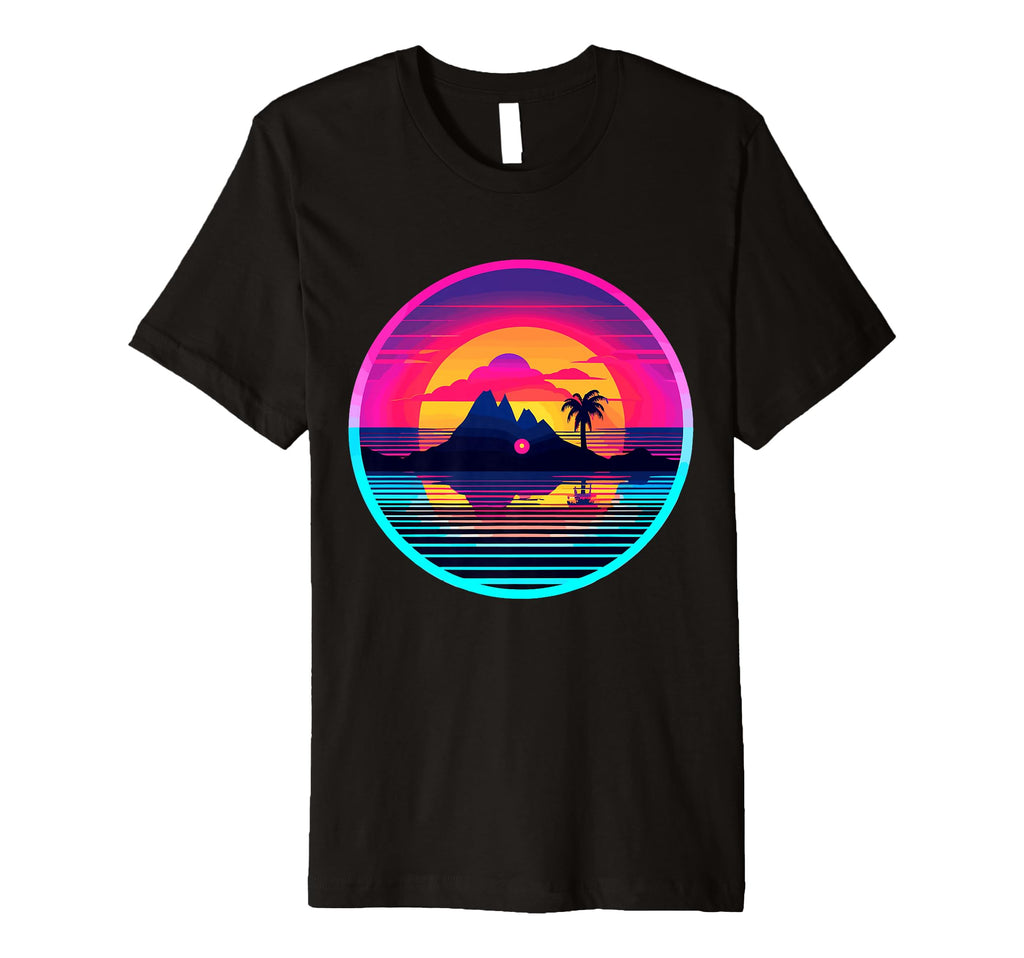 Palm Tree Vinyl Record Vaporwave Music T-Shirt - Fun Novelty Design Unisex - T-Shirt, Sweatshirt, Hoodie
