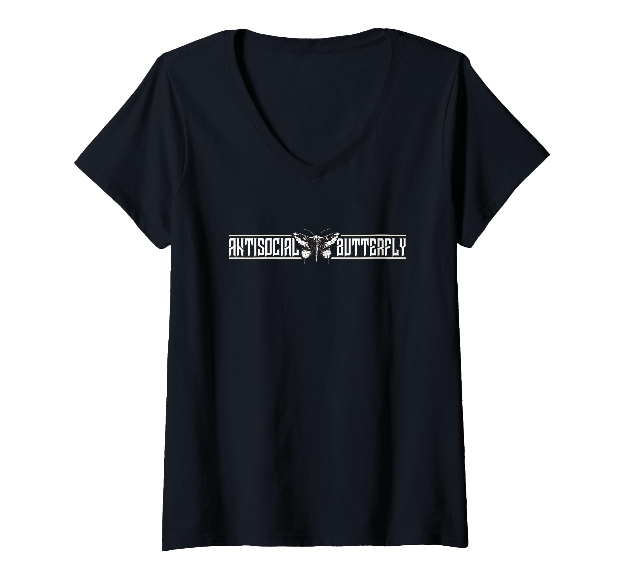 Womens Antisocial Butterfly V Neck T-Shirt - Fun Novelty Design for Adults - T-Shirt, Sweatshirt, Hoodie