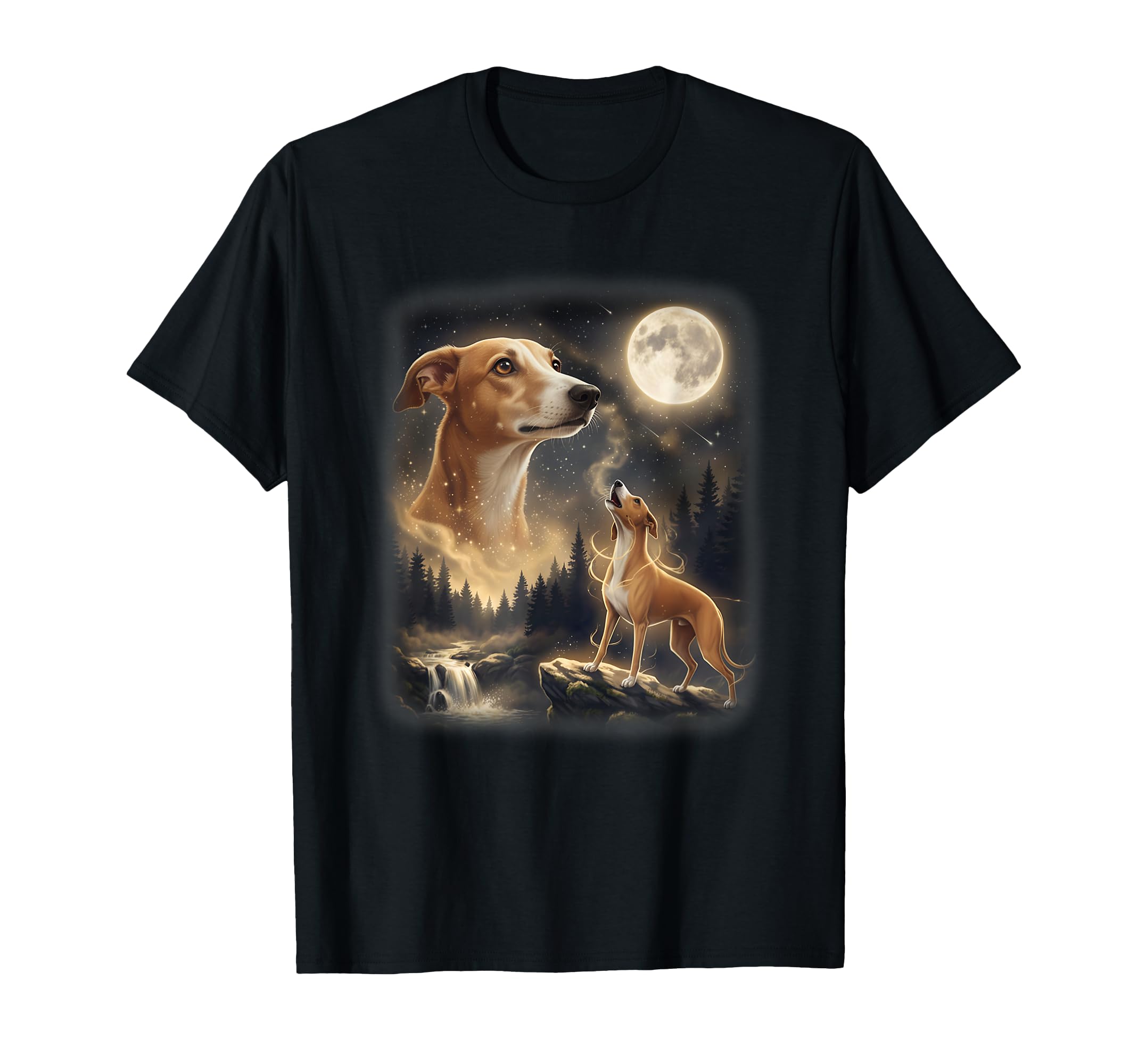 Whippet Dog Howling To Moon 90S T-Shirt - Novelty Apparel for Adults - T-Shirt, Sweatshirt, Hoodie