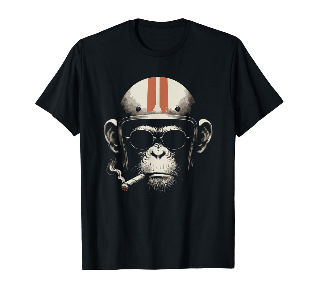 Cigar Smoking Monkey Motorcycle T-Shirt - Fun Novelty Design Men Women - T-Shirt, Sweatshirt, Hoodie
