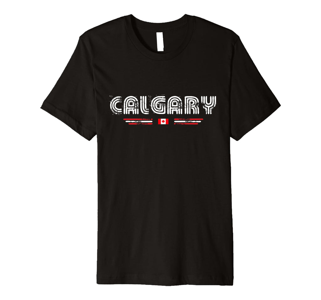 Calgary Canada 70S 80S Type Flag T-Shirt - Unique Graphic Men Women - T-Shirt, Sweatshirt, Hoodie
