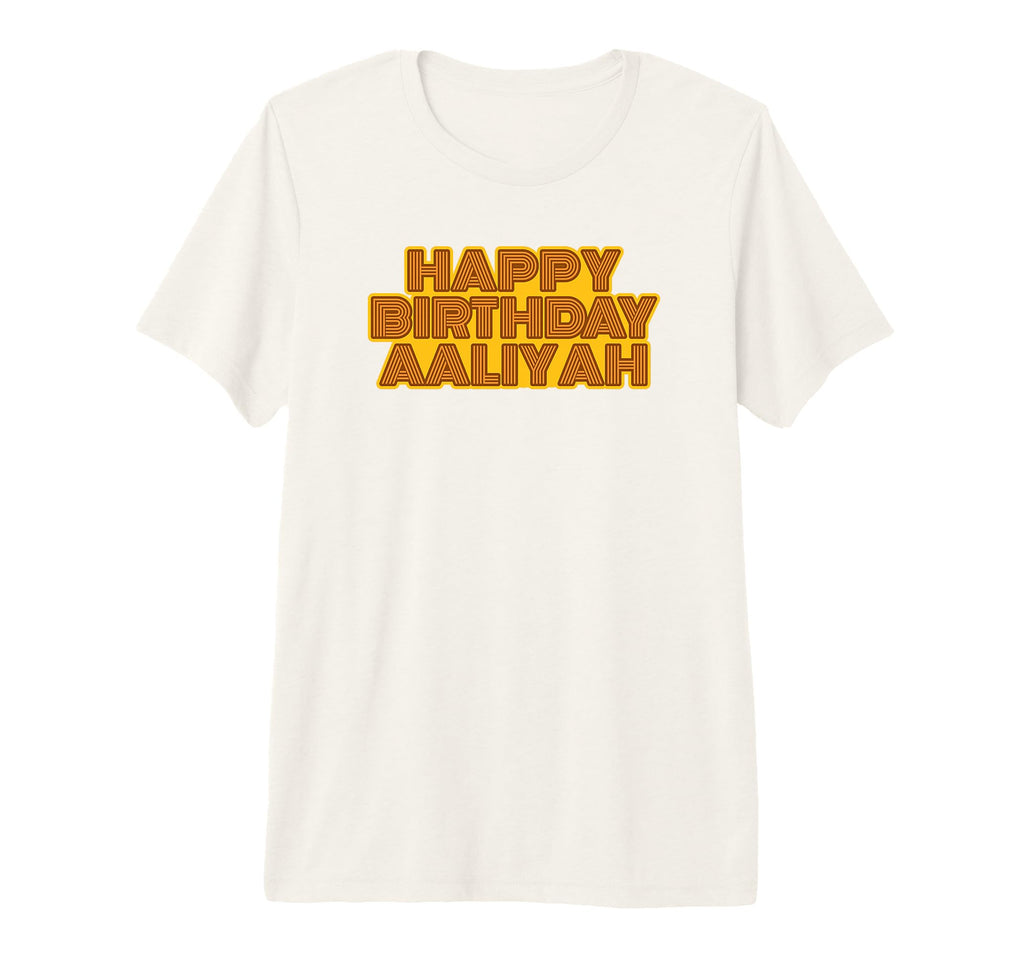 Happy Birthday Aaliyah Personalized T-Shirt - Minimalist Print for Adults - T-Shirt, Sweatshirt, Hoodie