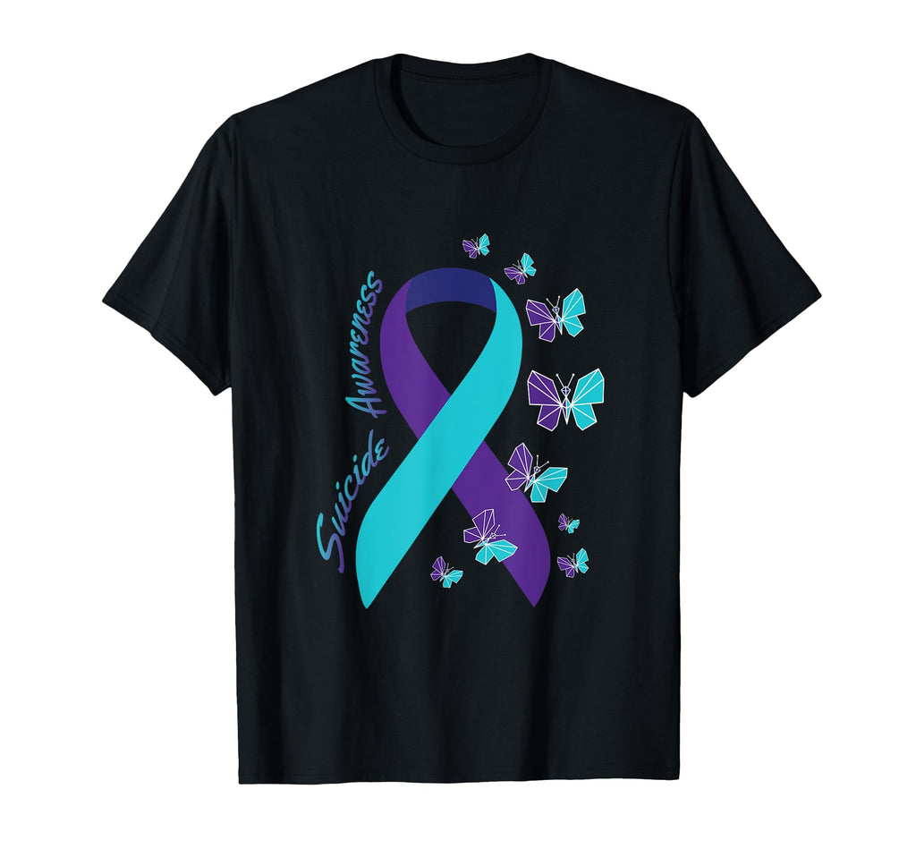 Ribbon Butterfly Suicide Awareness T-Shirt - Unique Graphic Men Women - T-Shirt, Sweatshirt, Hoodie