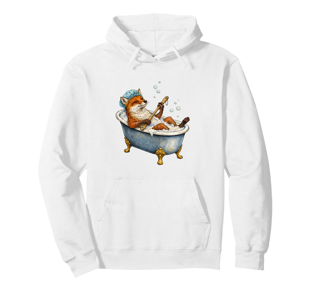 Funny Relaxing Fox Bathtub Cozy Hoodie - Fun Novelty Design for Adults - T-Shirt, Sweatshirt, Hoodie