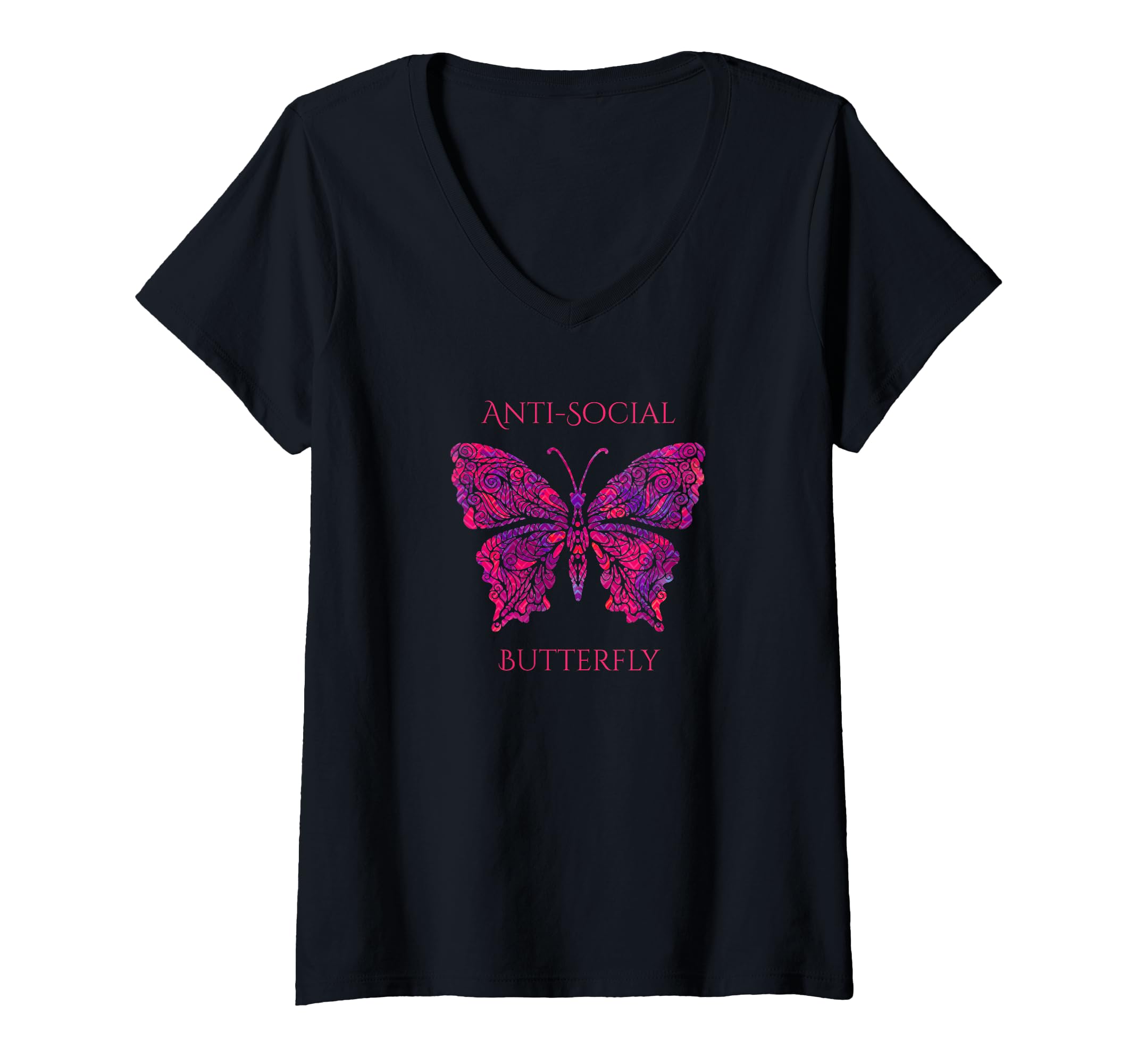 Womens Anti Social Butterfly V Neck T-Shirt - Streetwear Style Men Women - T-Shirt, Sweatshirt, Hoodie