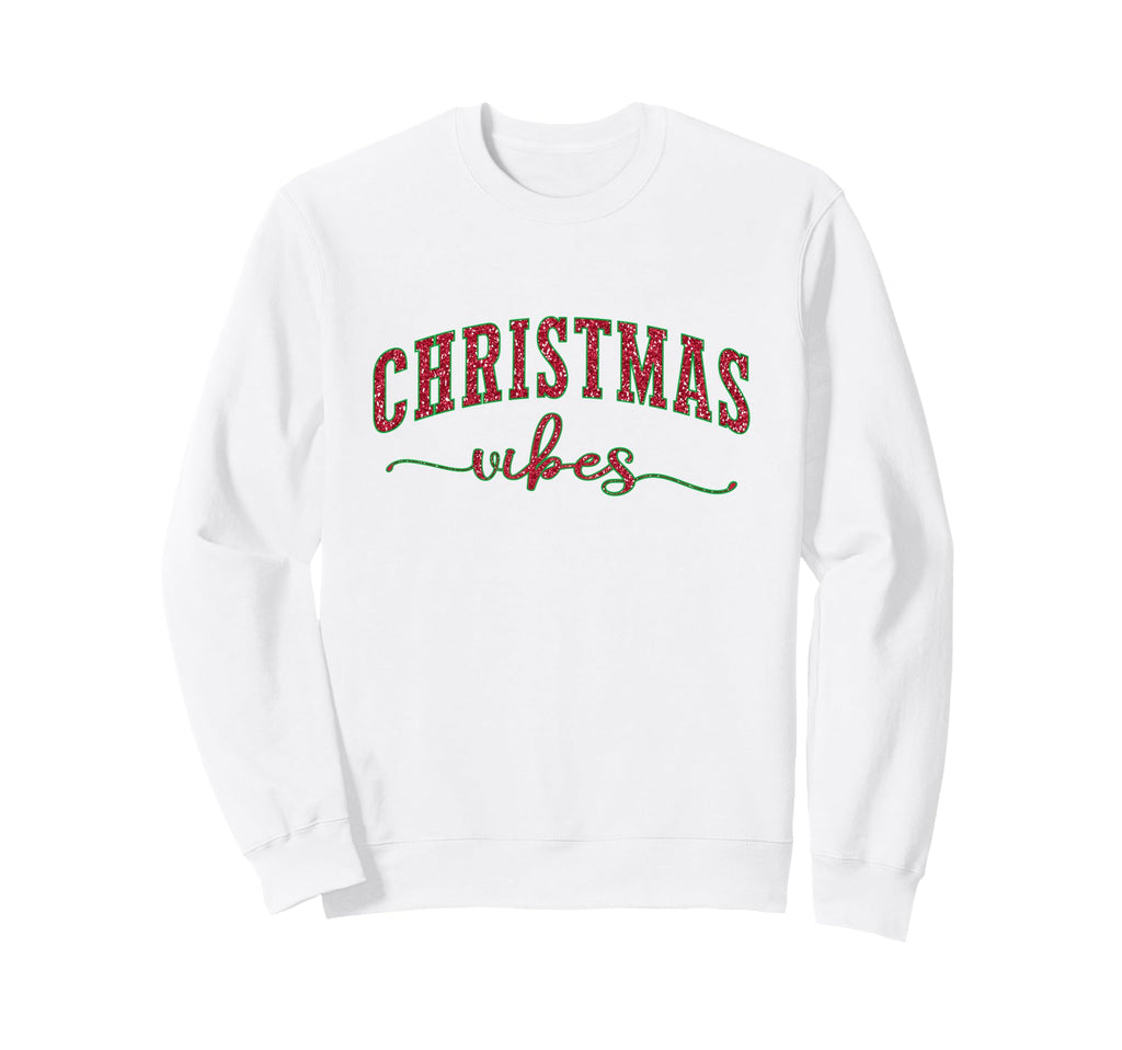 Merry Vibes Festive Typography Holiday Sweatshirt - Novelty Apparel Unisex - T-Shirt, Sweatshirt, Hoodie