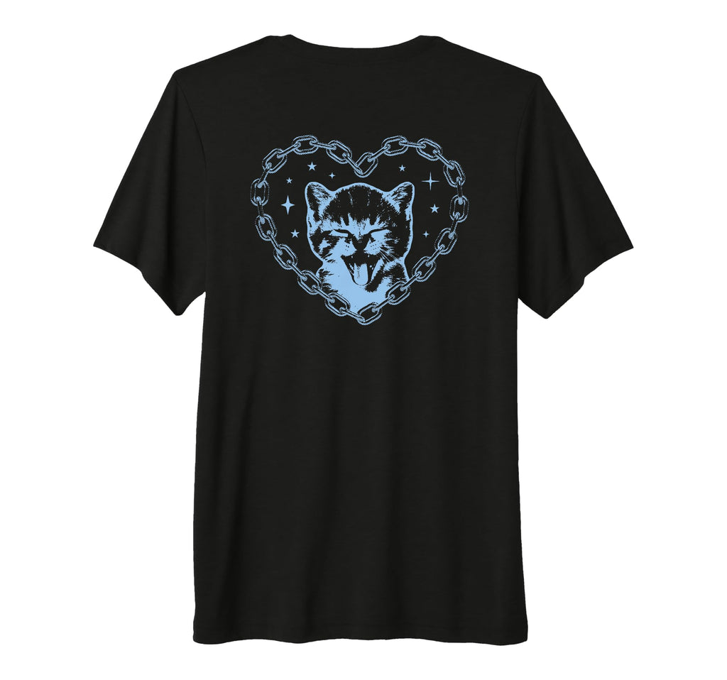 Y2K Cat Chain Heart Emo Goth 90S T-Shirt - Aesthetic Graphic Men Women - T-Shirt, Sweatshirt, Hoodie