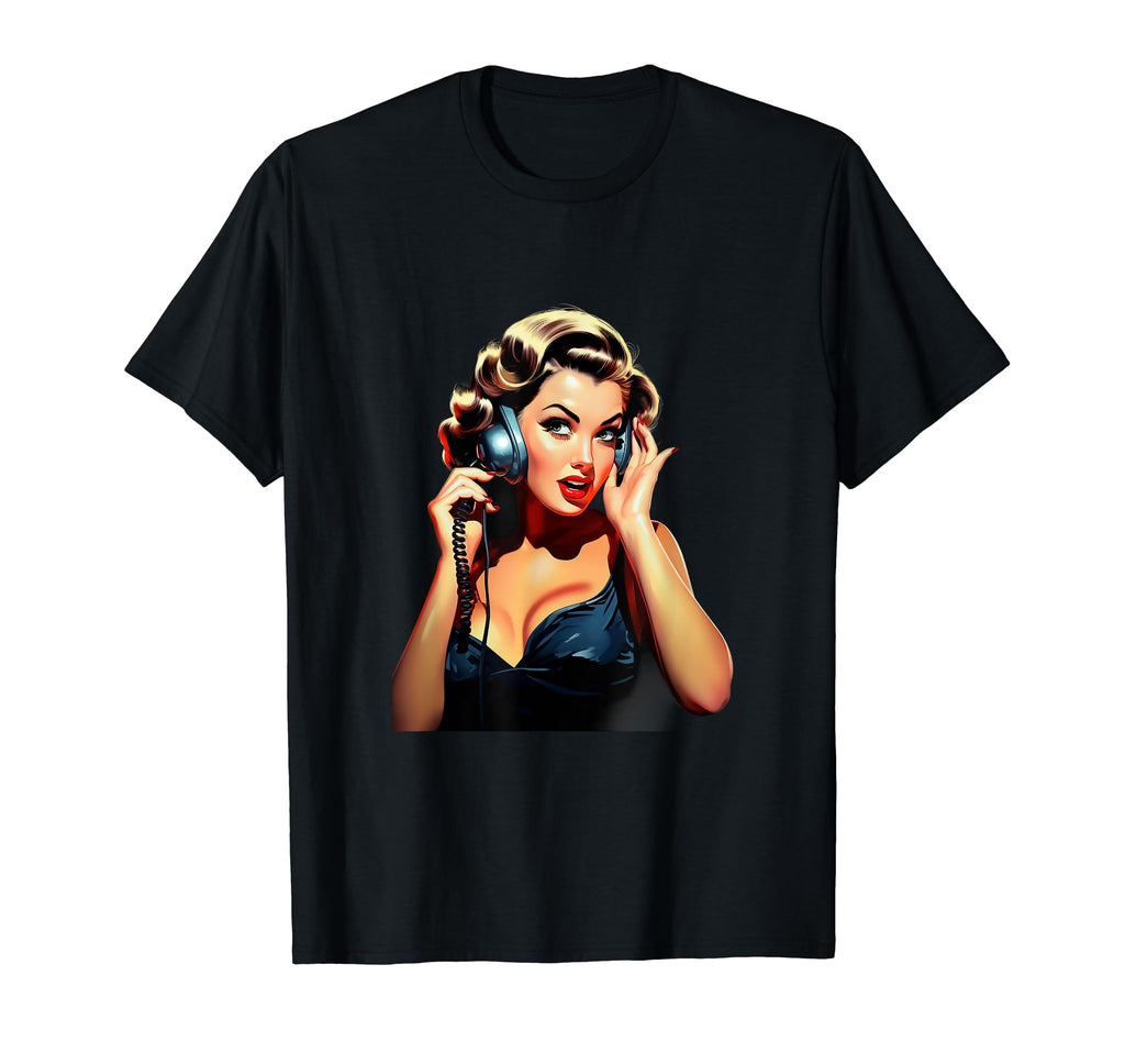 Pinup Telephone Old School T-Shirt - Custom Art Print Men Women - T-Shirt, Sweatshirt, Hoodie