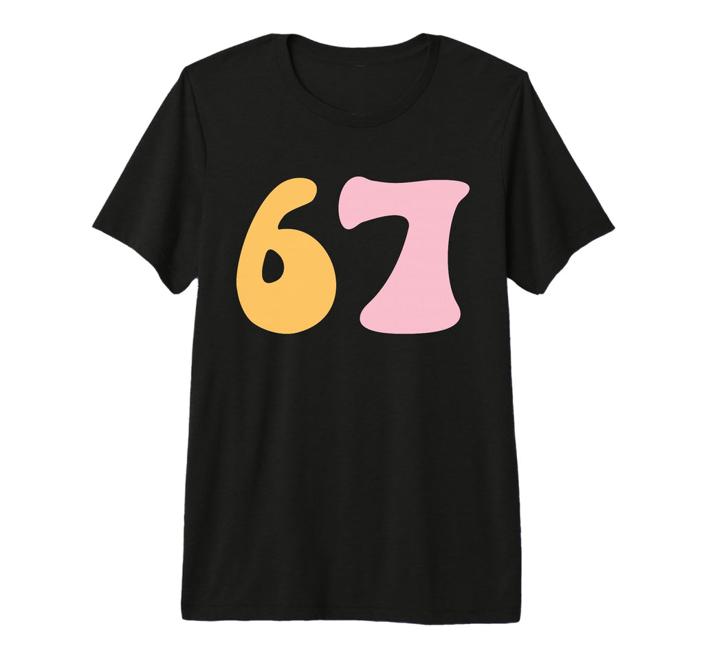 67 Groovy Pastel Number Tri Blend T-Shirt - Fun Novelty Design for Adults - T-Shirt, Sweatshirt, Hoodie