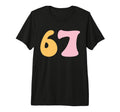 67 Groovy Pastel Number Tri Blend T-Shirt - Fun Novelty Design for Adults - T-Shirt, Sweatshirt, Hoodie