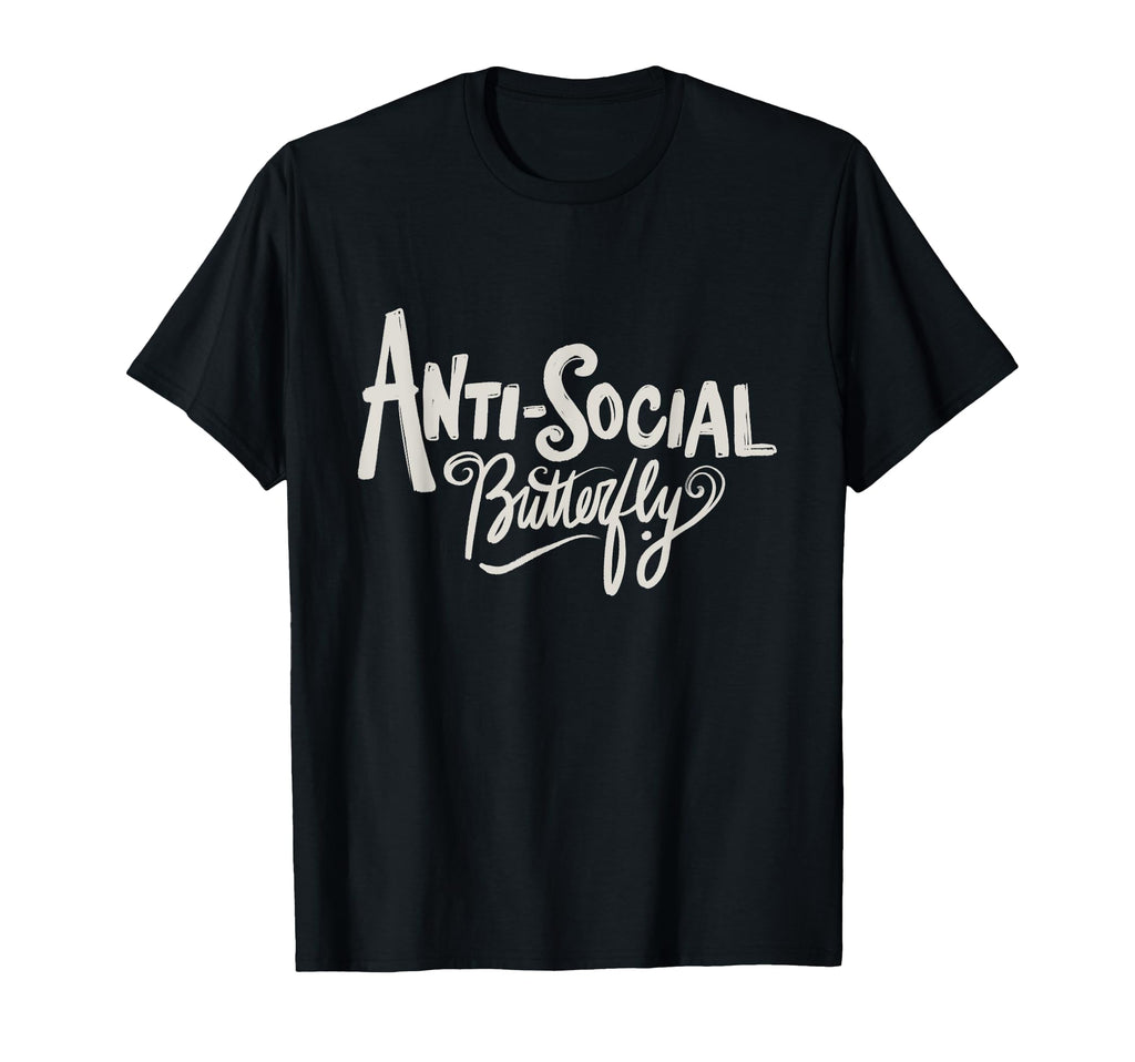 Anti Social Butterfly T-Shirt - Minimalist Print for Adults - T-Shirt, Sweatshirt, Hoodie