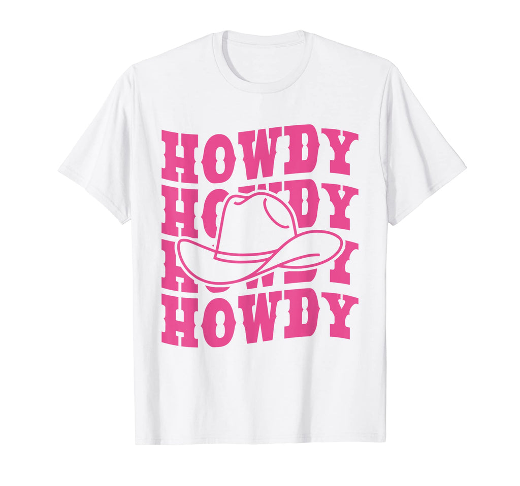 Rodeo White Howdy Western Cowboy Hat T-Shirt - Minimalist Print Men Women - T-Shirt, Sweatshirt, Hoodie