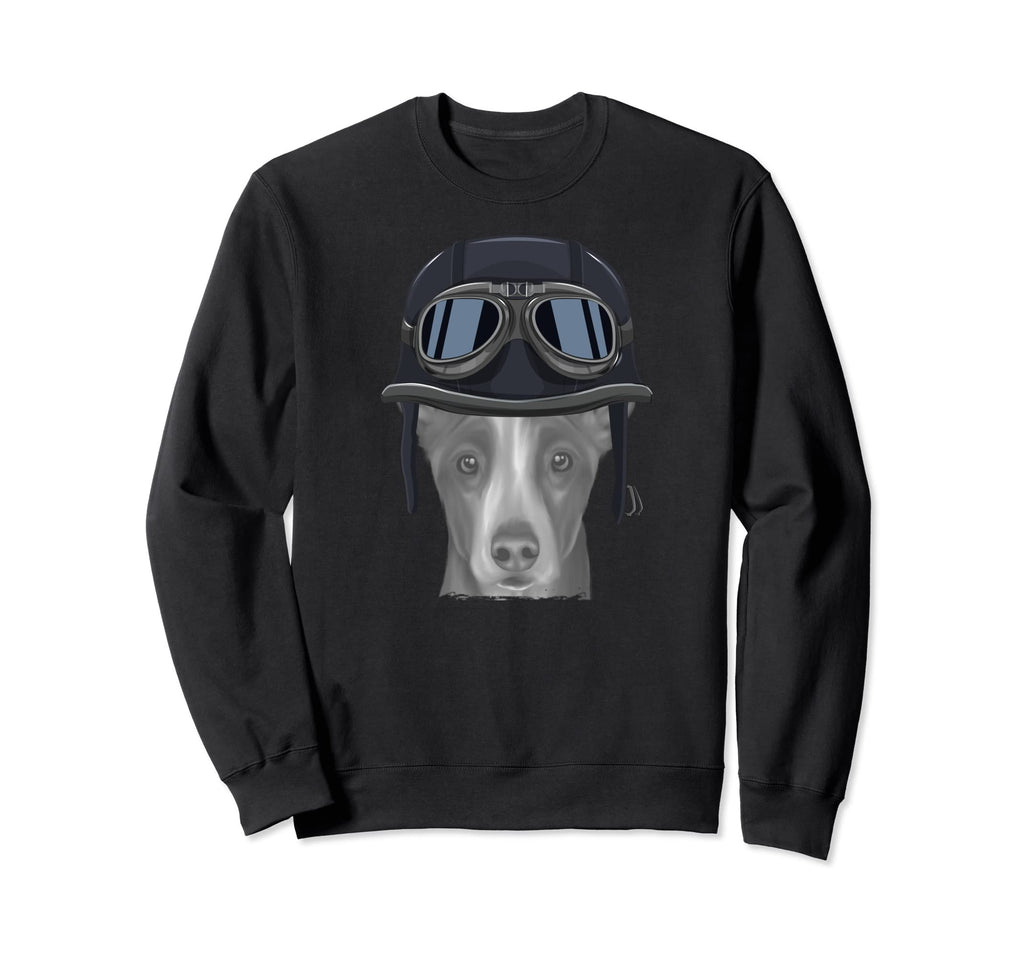 Pumi Wearing Motorcycle Helmet Sweatshirt - Graphic Print for Adults - T-Shirt, Sweatshirt, Hoodie