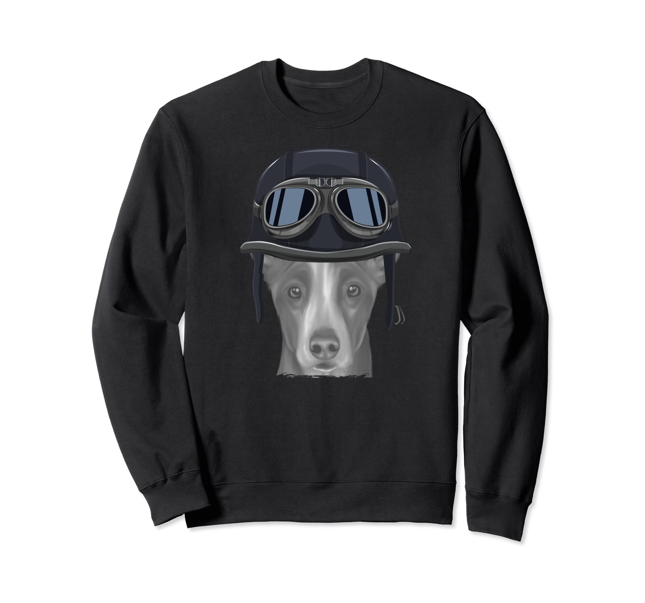 Pumi Wearing Motorcycle Helmet Sweatshirt - Graphic Print for Adults - T-Shirt, Sweatshirt, Hoodie