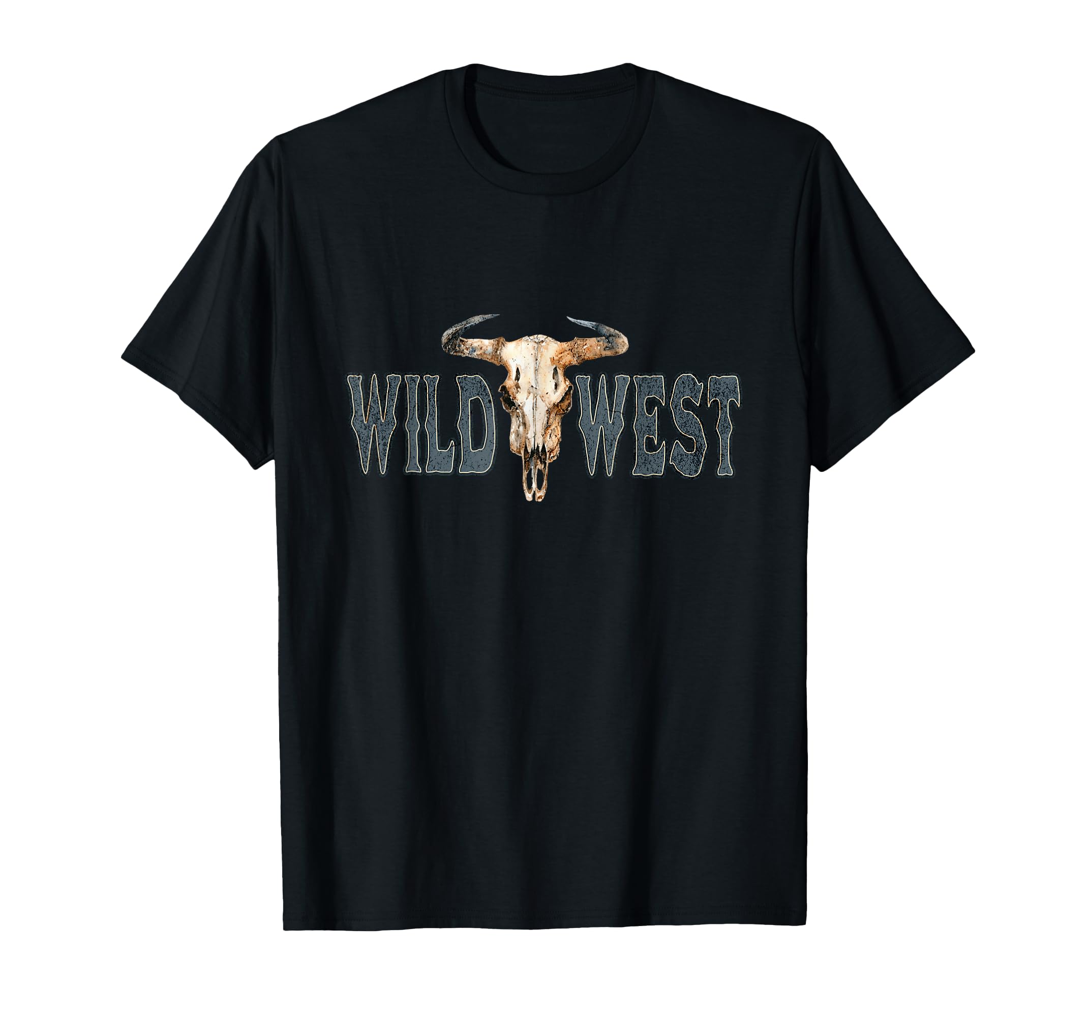 Wild West Skull Cowboy T-Shirt - Minimalist Print Men Women - T-Shirt, Sweatshirt, Hoodie