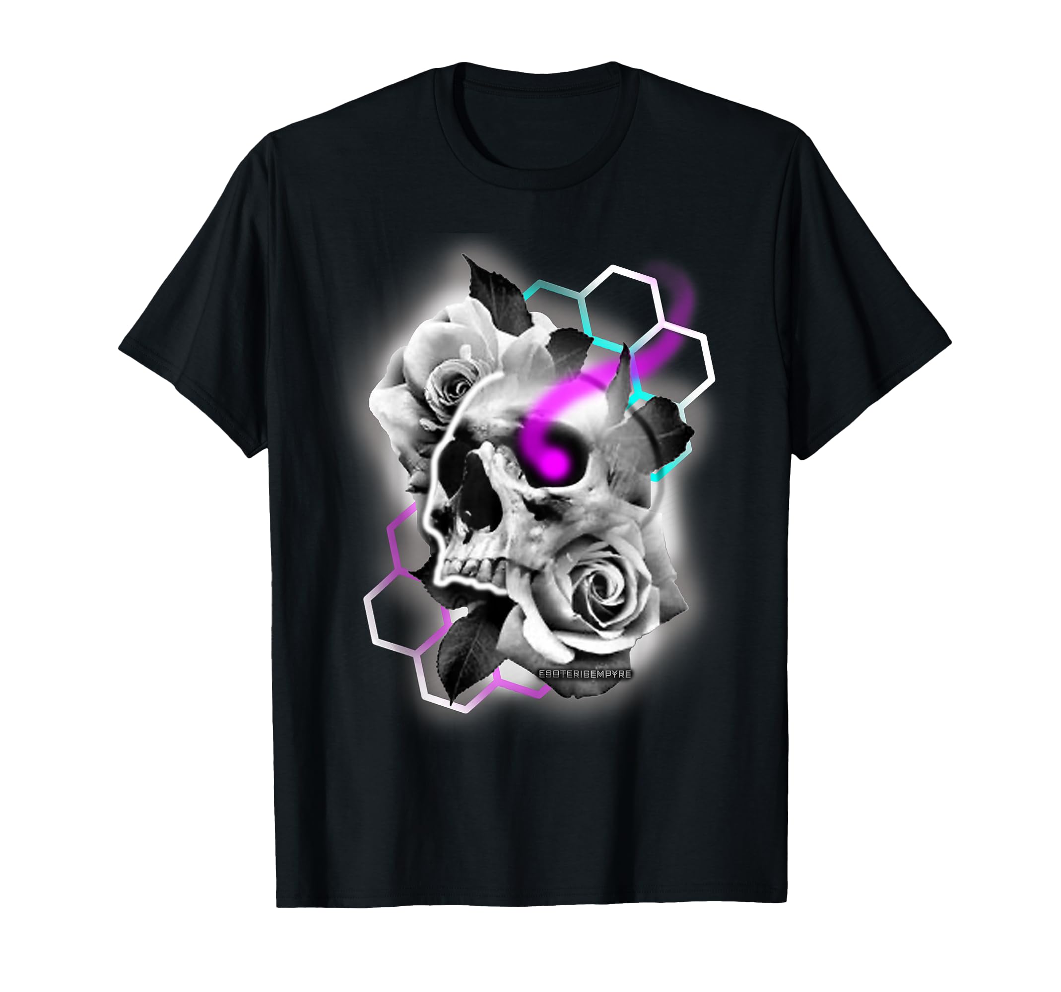 Skull Rose Honeycomb Hexagon T-Shirt - Casual Everyday Wear for Adults - T-Shirt, Sweatshirt, Hoodie