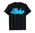 Lake Blue Script Glow Typography Lake T-Shirt - Minimalist Print Unisex - T-Shirt, Sweatshirt, Hoodie