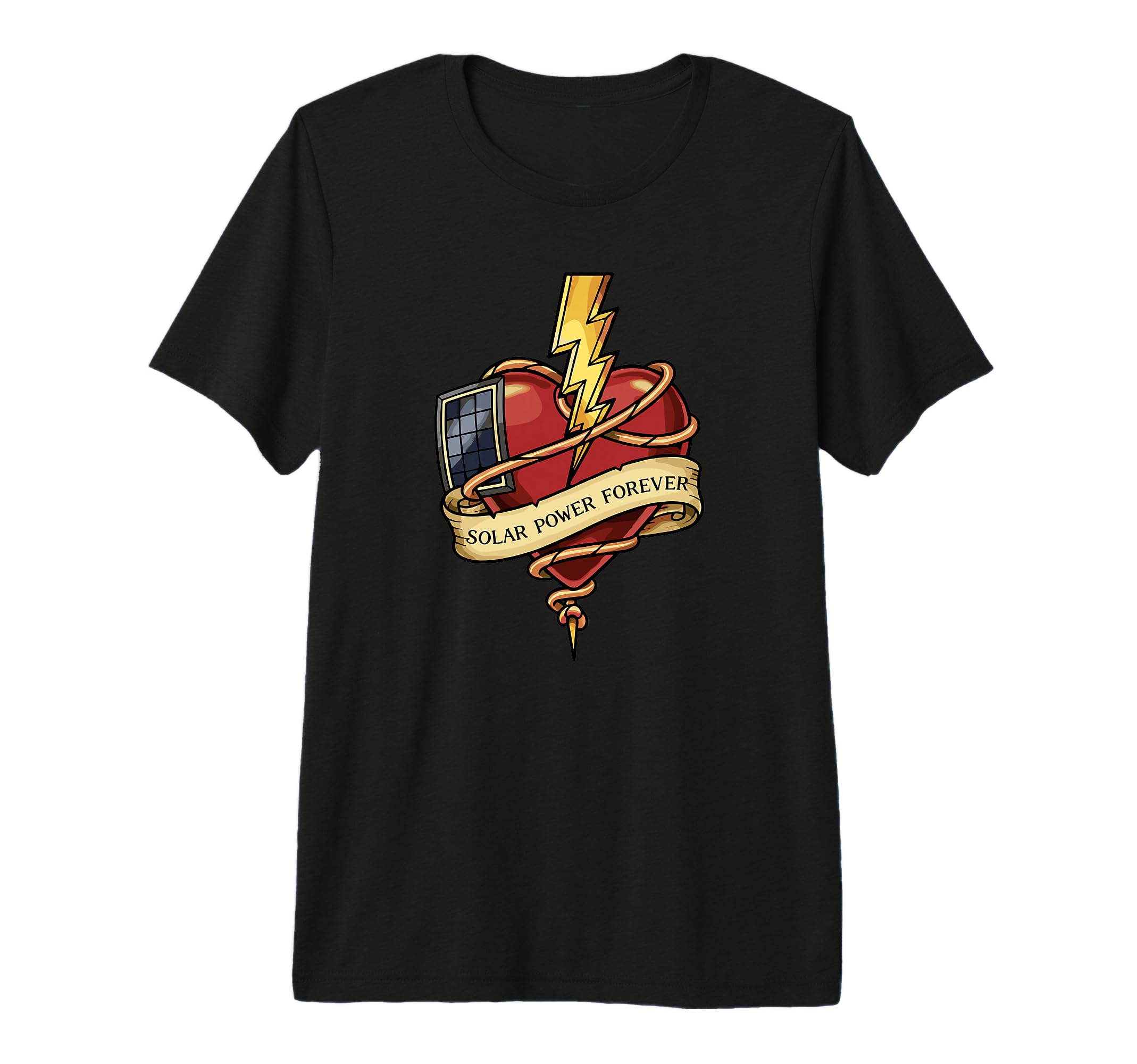 Solar Power Forever Heart Tattoo T-Shirt - Custom Art Print Men Women - T-Shirt, Sweatshirt, Hoodie