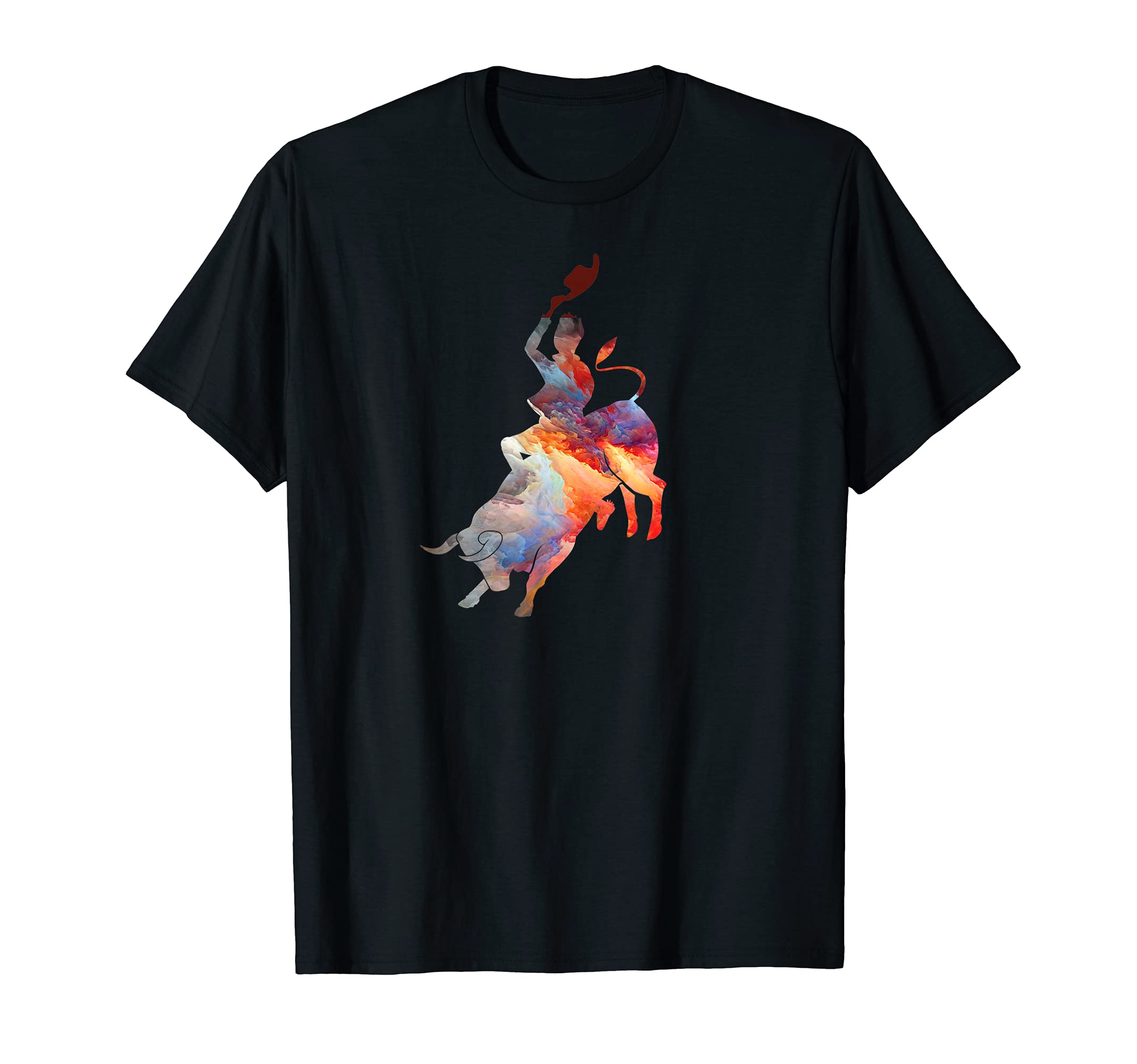 Colorful Bull Riding Rodeo Western T-Shirt - Unique Graphic for Adults - T-Shirt, Sweatshirt, Hoodie
