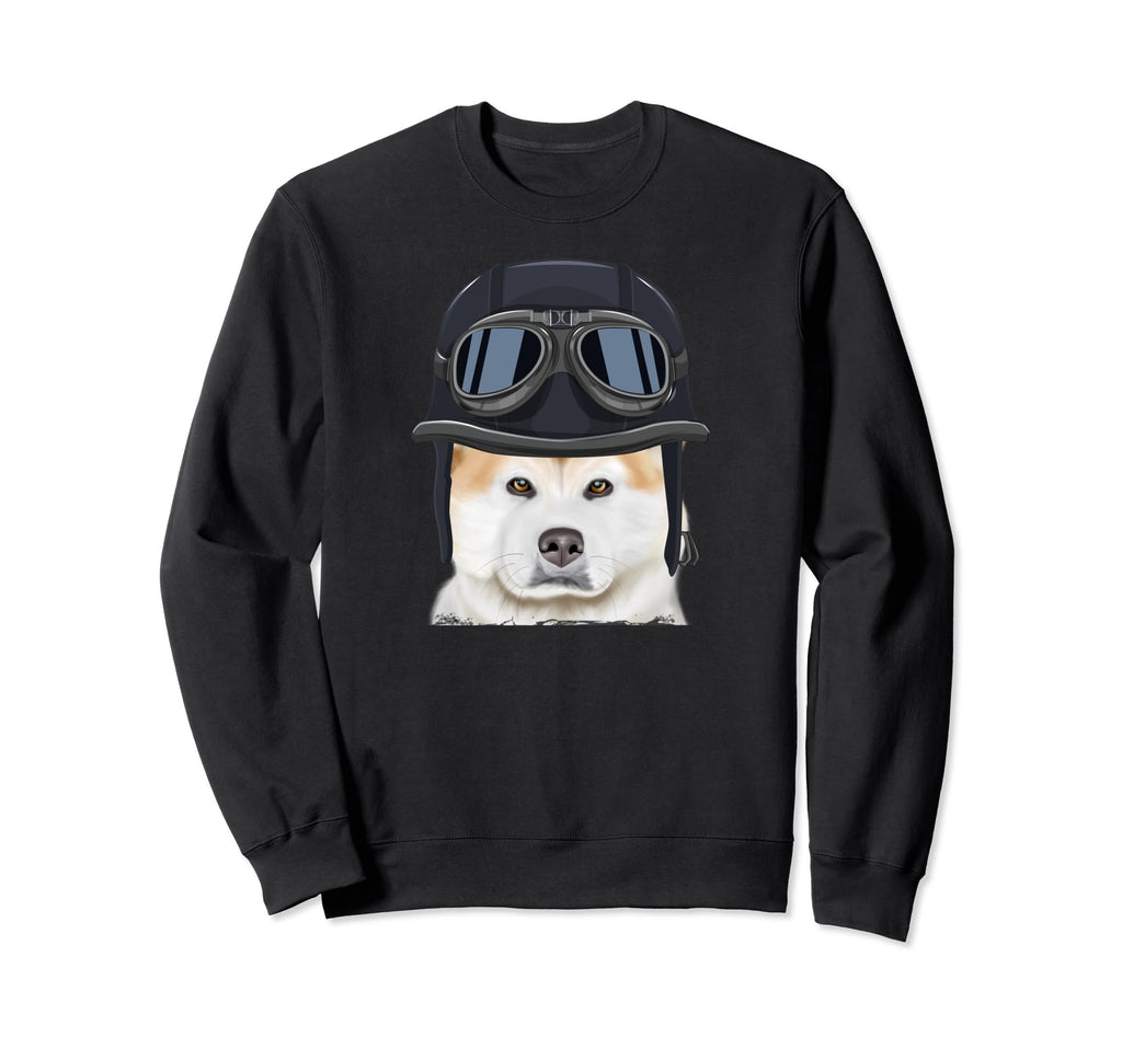 Funny Motorcycle Helmet Akita Sweatshirt - Casual Everyday Wear Men Women - T-Shirt, Sweatshirt, Hoodie