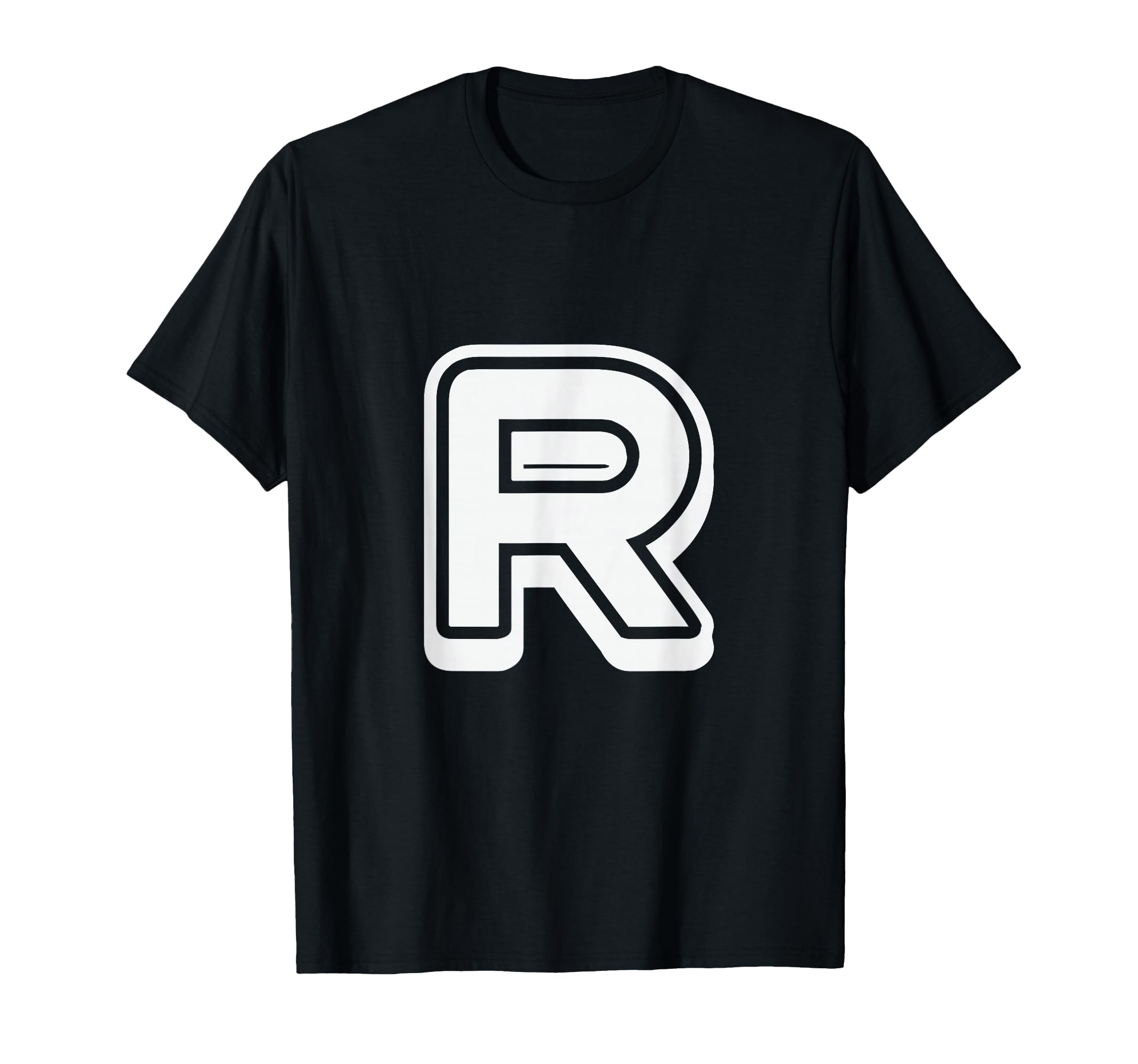 Bold Letter White R Outline Alphabet T-Shirt - Streetwear Style Men Women - T-Shirt, Sweatshirt, Hoodie