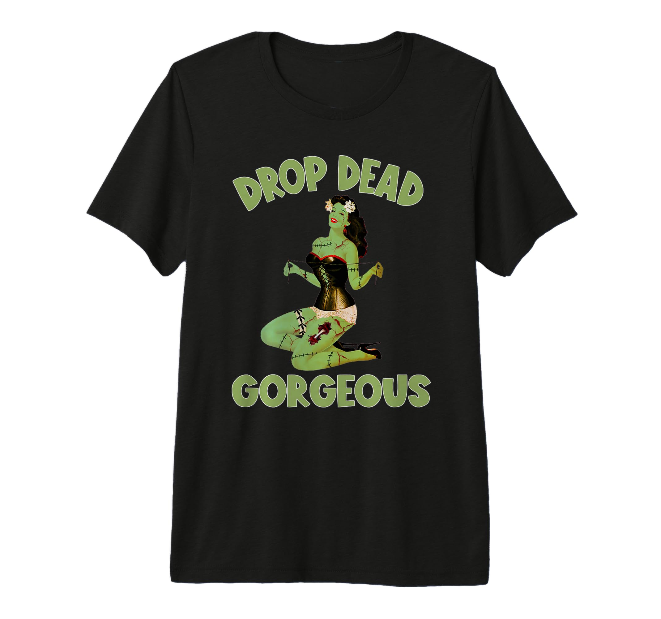 Zombie Pin Up Halloween Drop Dead T-Shirt - Unique Graphic Men Women - T-Shirt, Sweatshirt, Hoodie