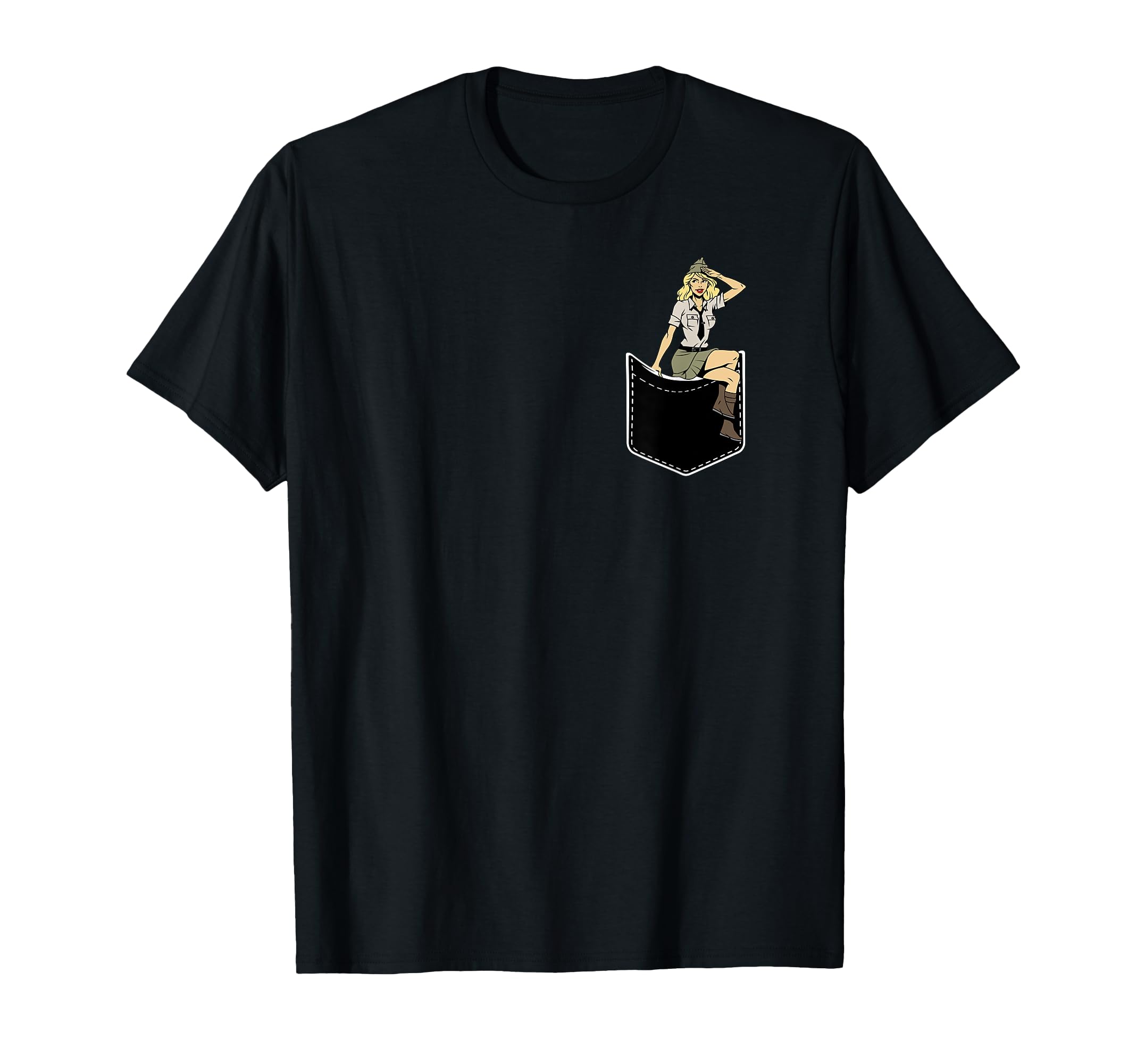 Pinup Chest Pocket Pinup T-Shirt - Unique Graphic Unisex - T-Shirt, Sweatshirt, Hoodie