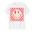 Happy Face Distressed Checkered Pattern T-Shirt - Aesthetic Graphic Unisex - T-Shirt, Sweatshirt, Hoodie