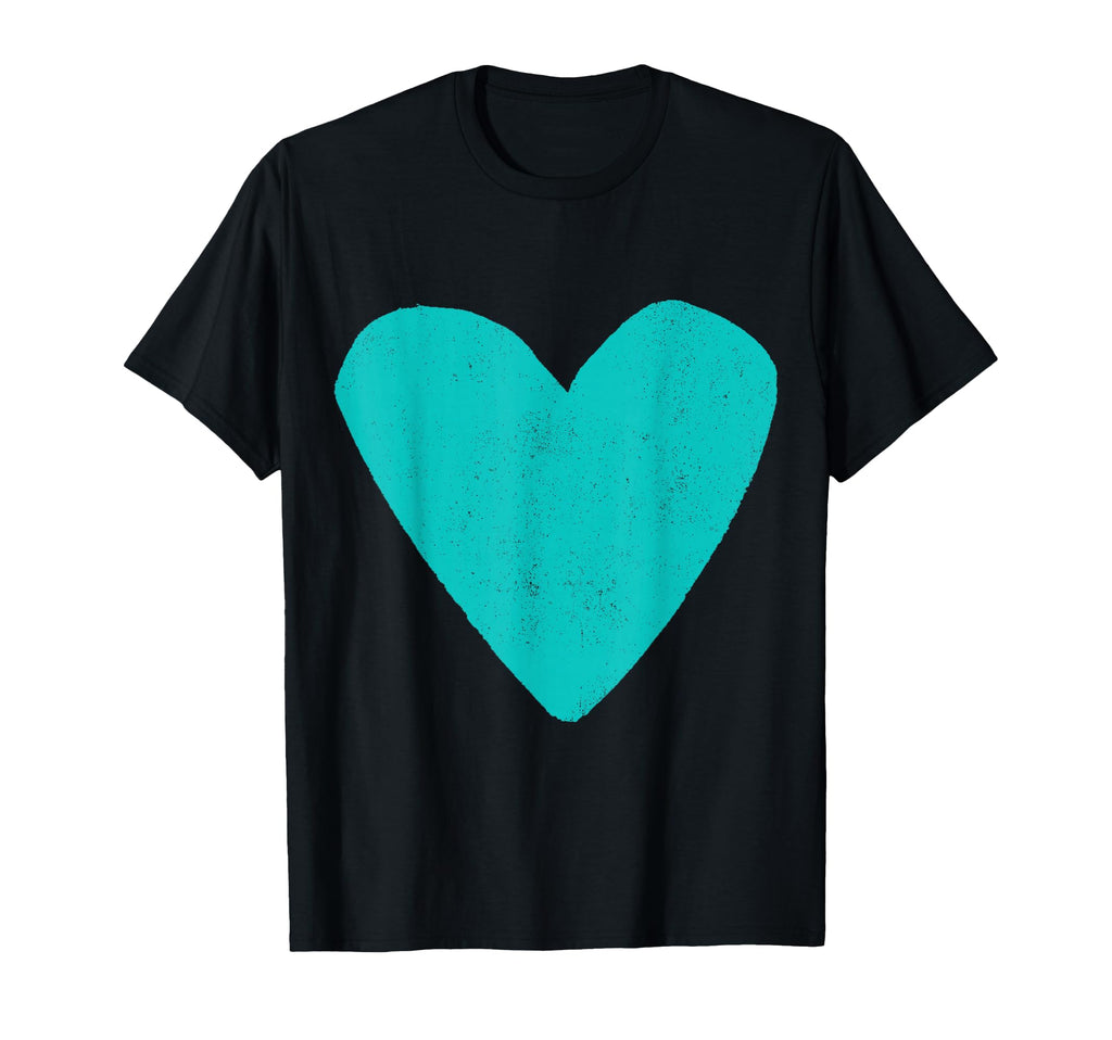 Love Heart Teal Turquoise Color T-Shirt - Casual Everyday Wear for Adults - T-Shirt, Sweatshirt, Hoodie