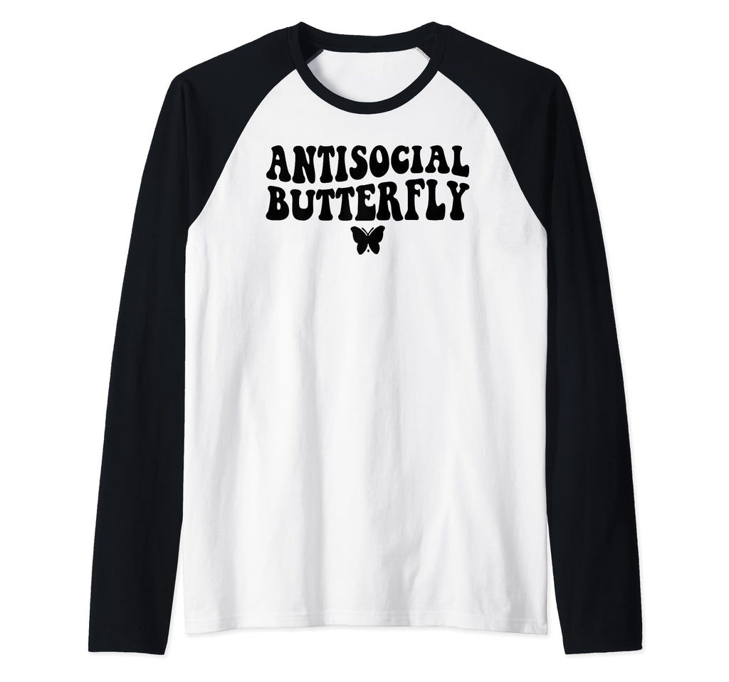 Antisocial Butterfly Raglan Baseball T-Shirt - Unique Graphic Men Women - T-Shirt, Sweatshirt, Hoodie