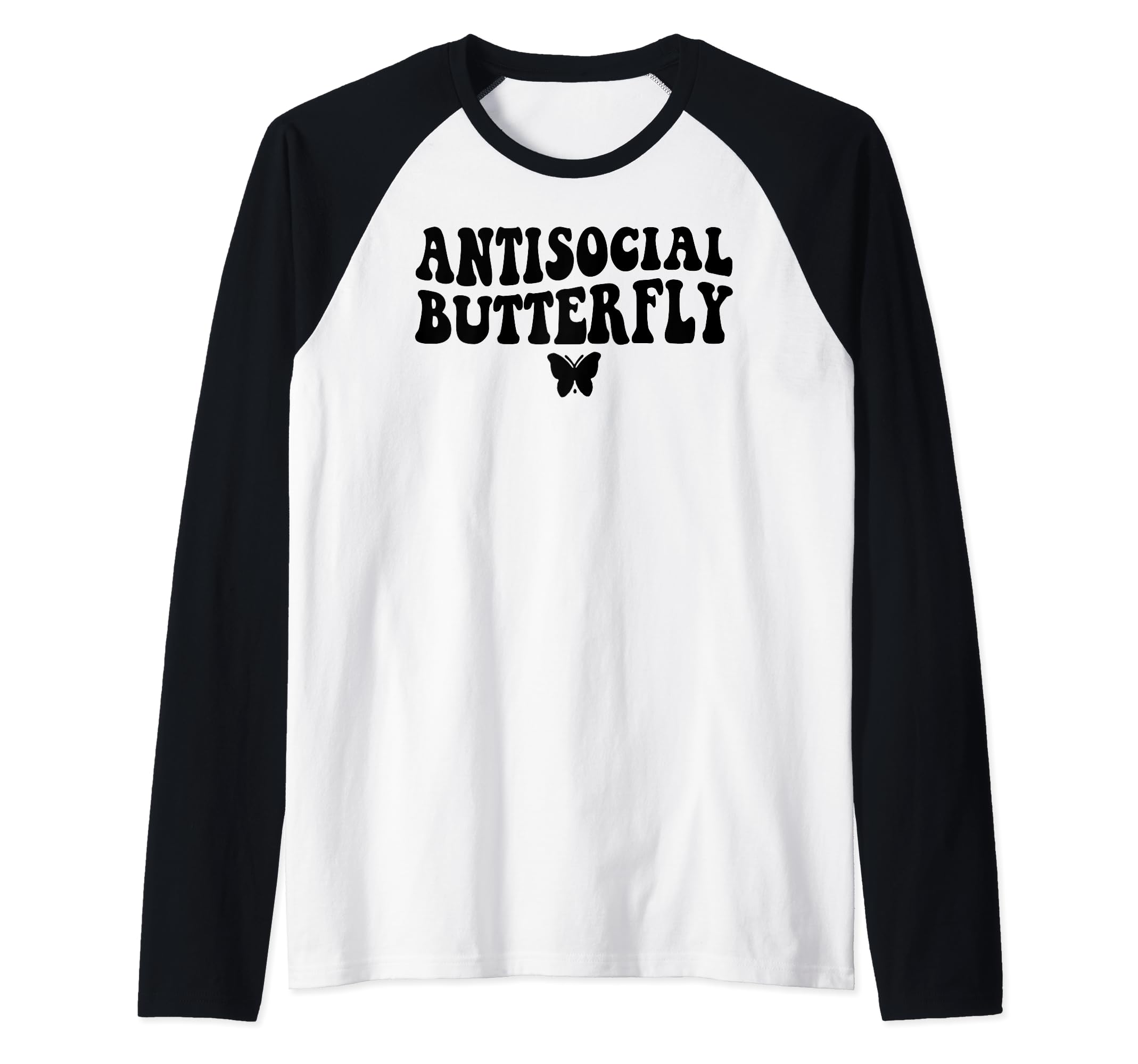 Antisocial Butterfly Raglan Baseball T-Shirt - Unique Graphic Men Women - T-Shirt, Sweatshirt, Hoodie