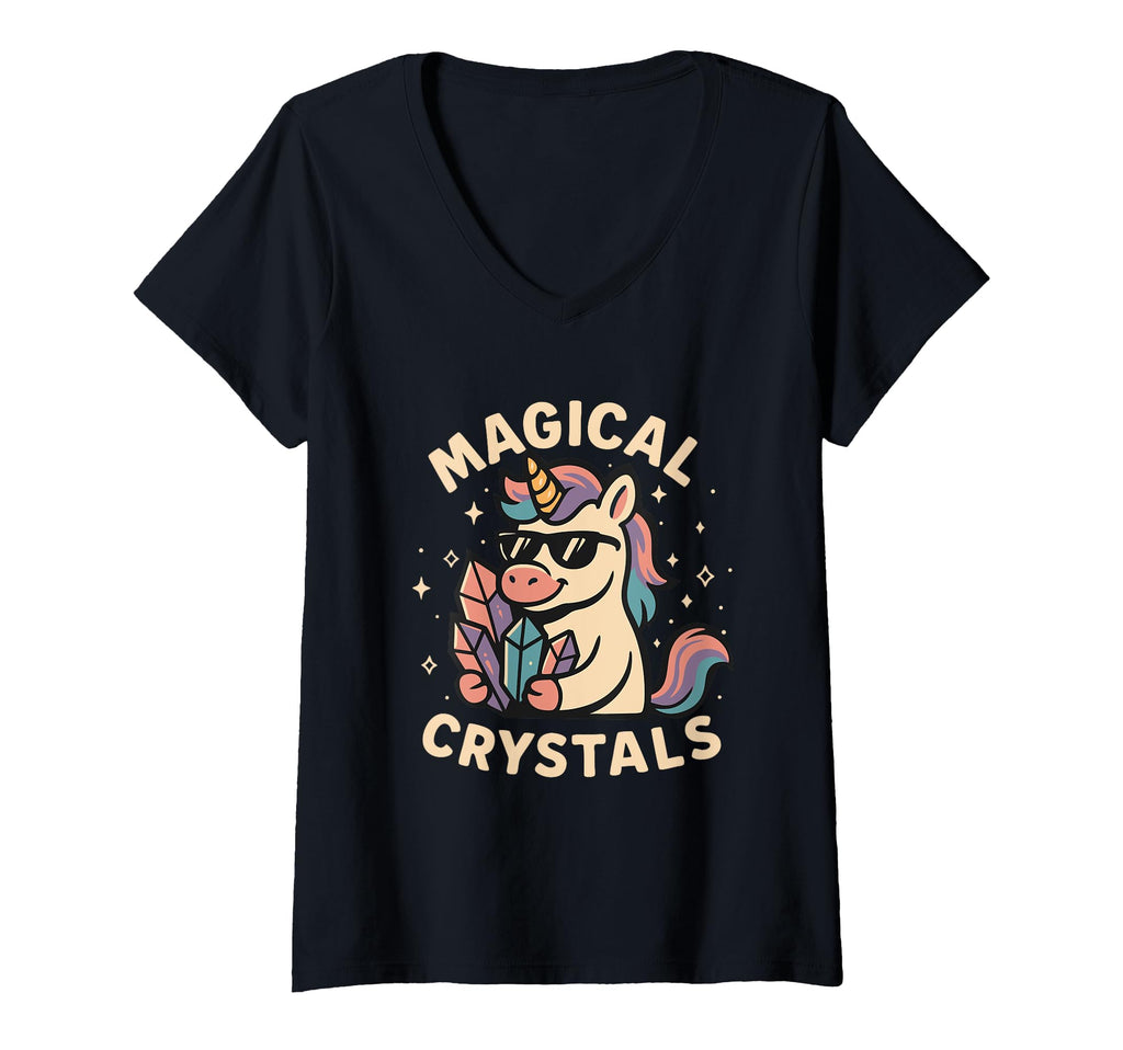 Womens Unicorn Magical Crystals Energy T-Shirt - Trendy Graphic Unisex - T-Shirt, Sweatshirt, Hoodie