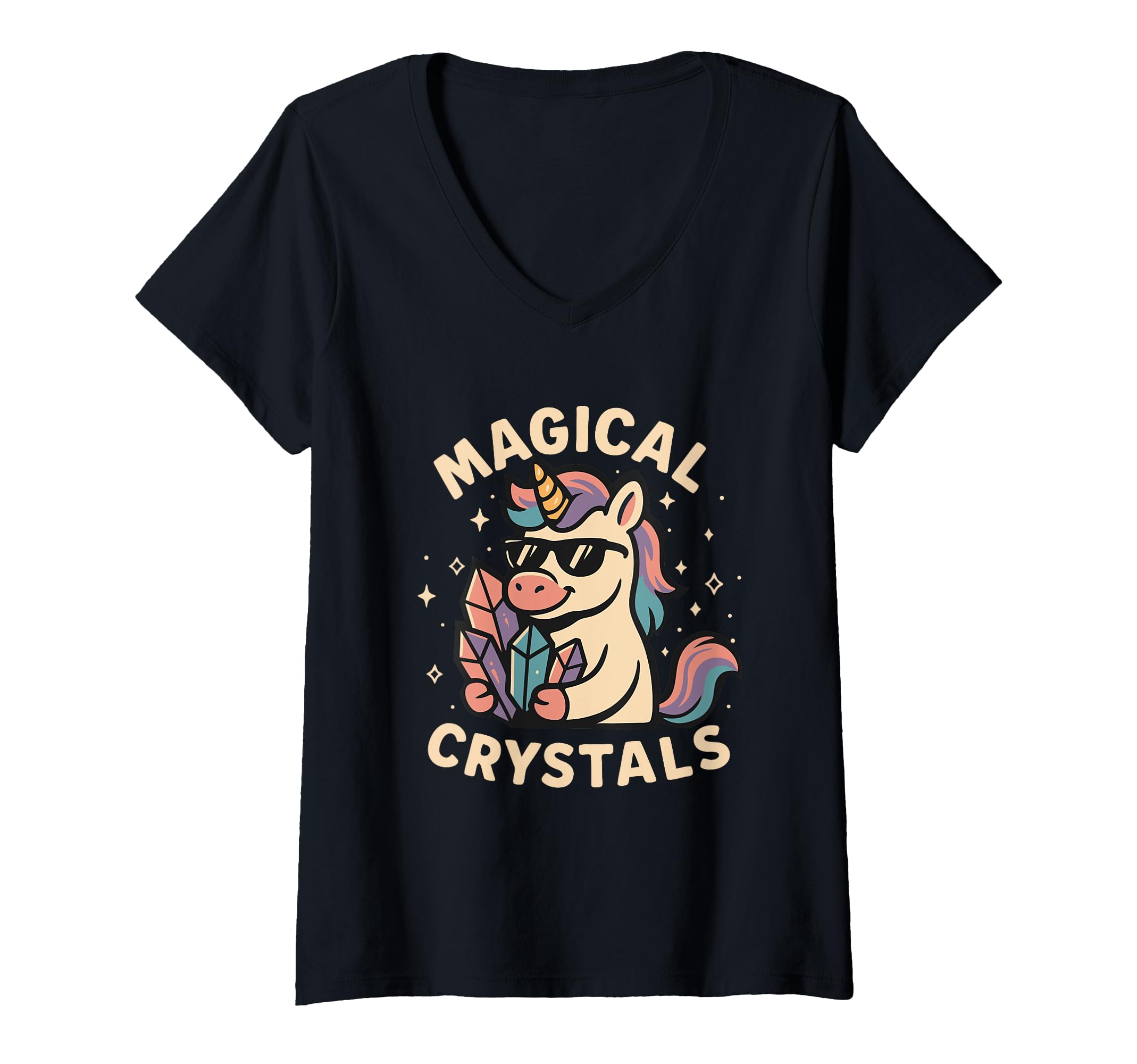 Womens Unicorn Magical Crystals Energy T-Shirt - Trendy Graphic Unisex - T-Shirt, Sweatshirt, Hoodie
