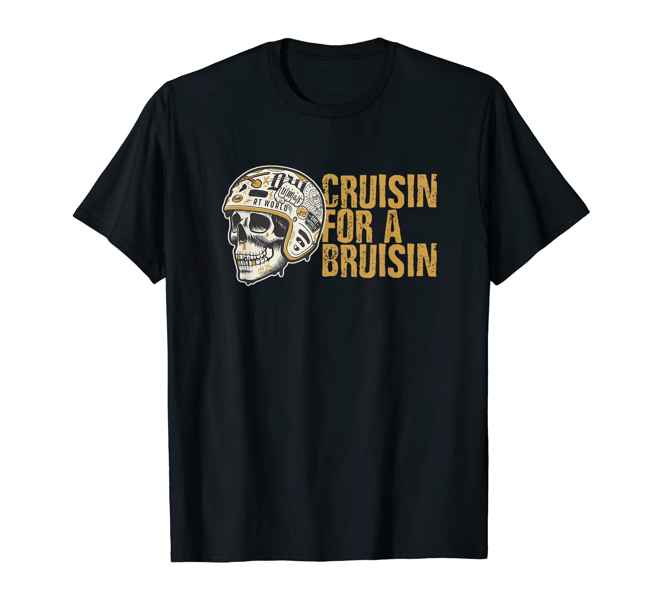 Cruisin Bruisin Motorcycle Helmet Skull T-Shirt - Custom Art Print Unisex - T-Shirt, Sweatshirt, Hoodie