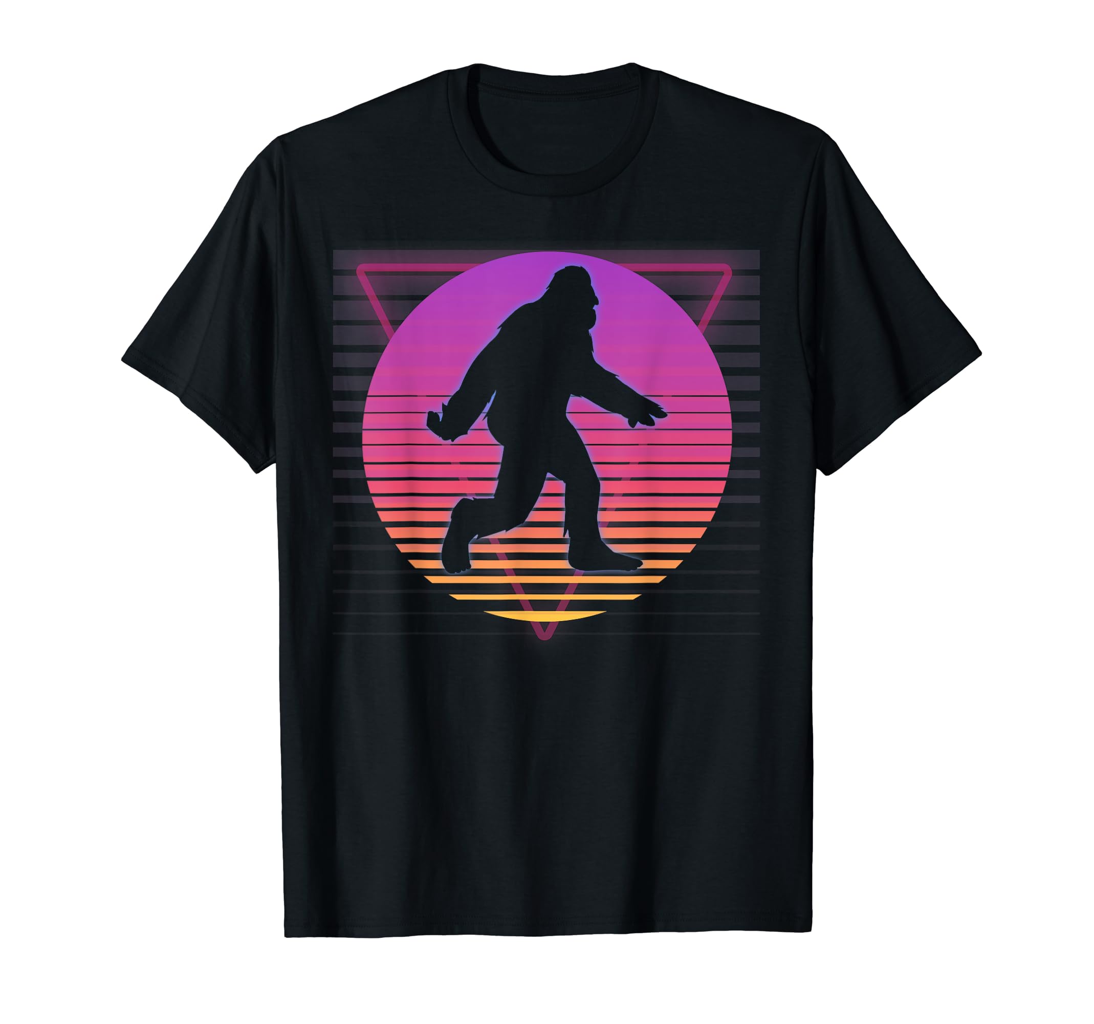 Bigfoot Sasquatch Vaporwave 80S 90S Sunset T-Shirt - Graphic Print Unisex - T-Shirt, Sweatshirt, Hoodie