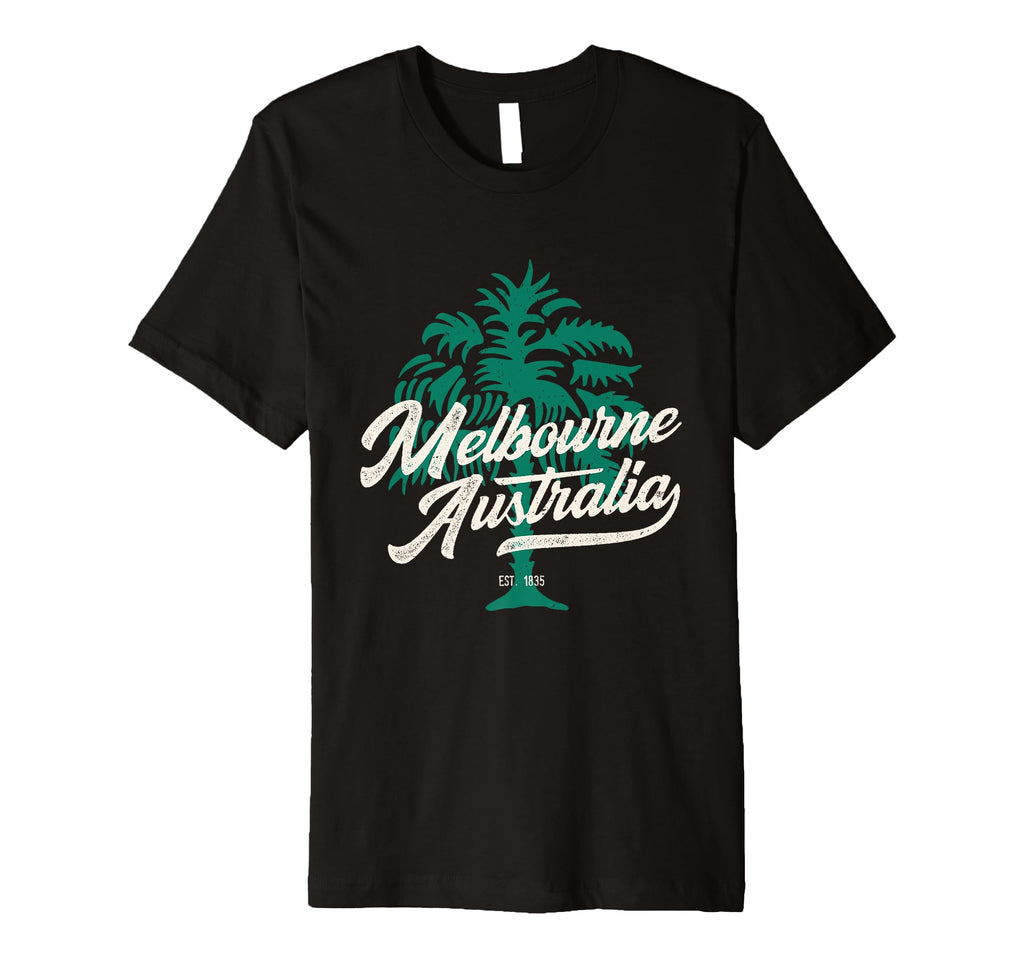Palm Tree Typography Melbourne Australia T-Shirt - Minimalist Print Unisex - T-Shirt, Sweatshirt, Hoodie