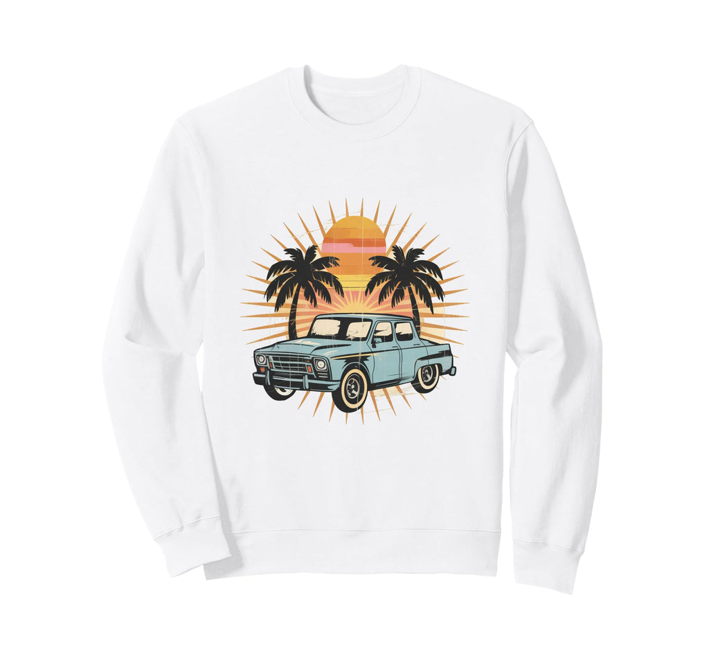Tropical Sunset Blue Sedan Sweatshirt - Novelty Apparel for Adults - T-Shirt, Sweatshirt, Hoodie
