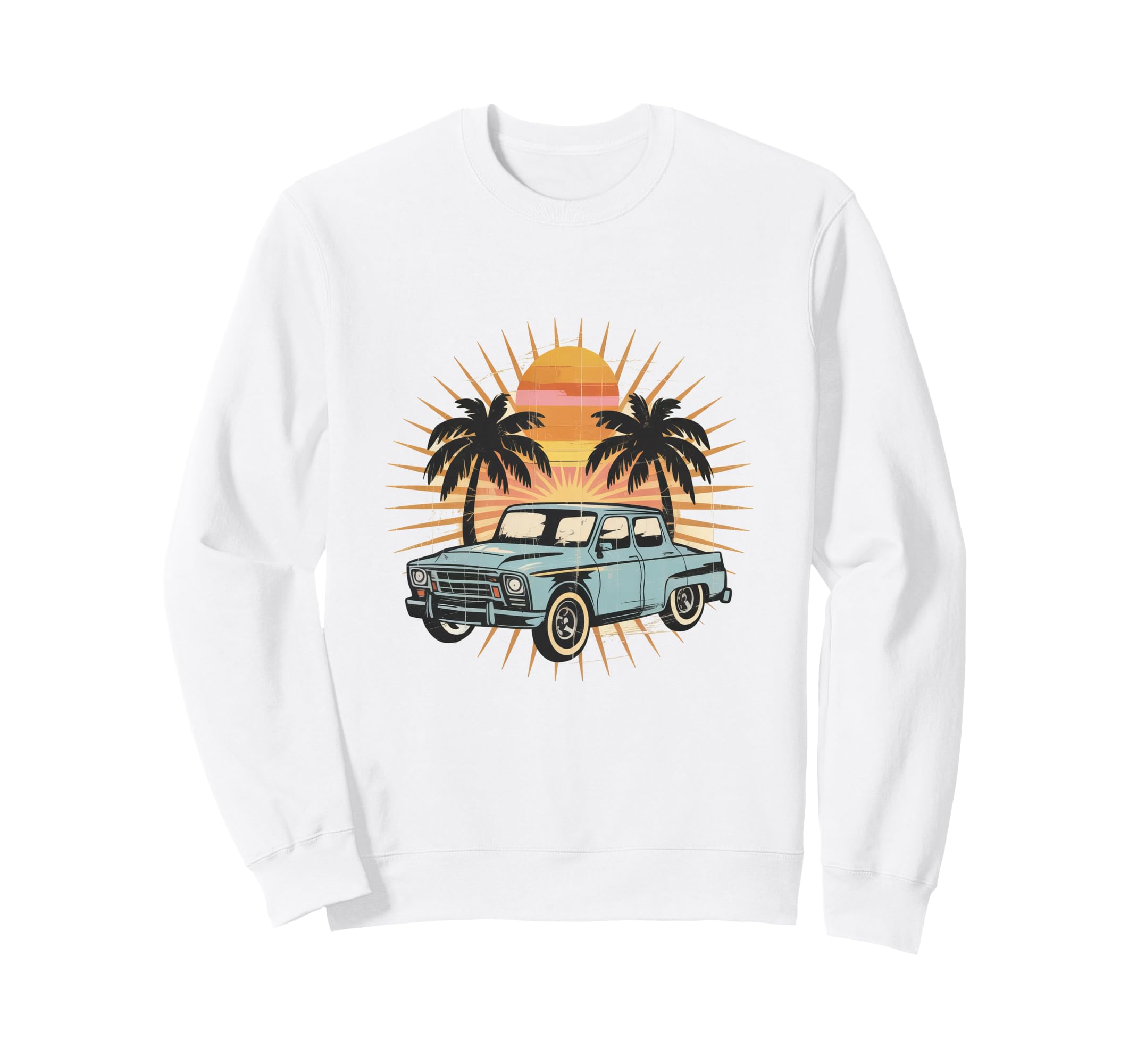 Tropical Sunset Blue Sedan Sweatshirt - Novelty Apparel for Adults - T-Shirt, Sweatshirt, Hoodie