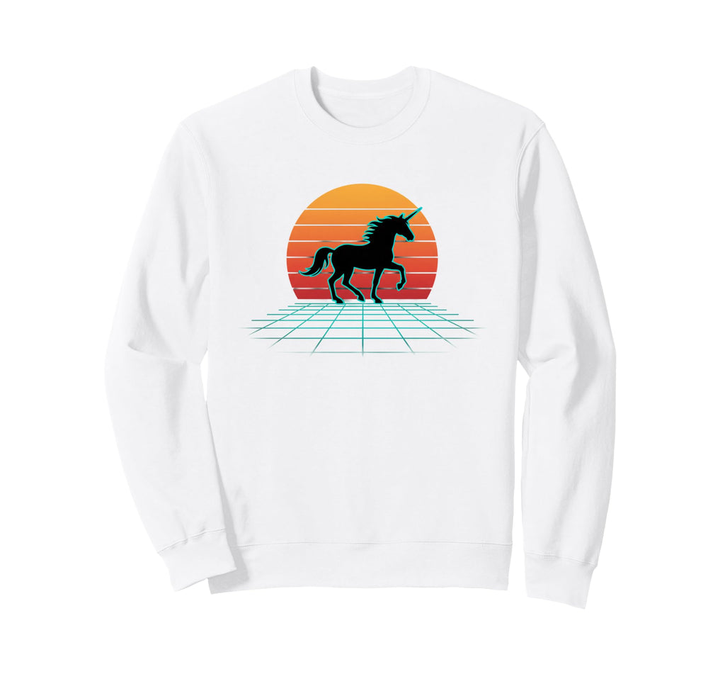 Unicorn Sunset Synthwave 80S Vaporwave Sweatshirt - Trendy Graphic Unisex - T-Shirt, Sweatshirt, Hoodie