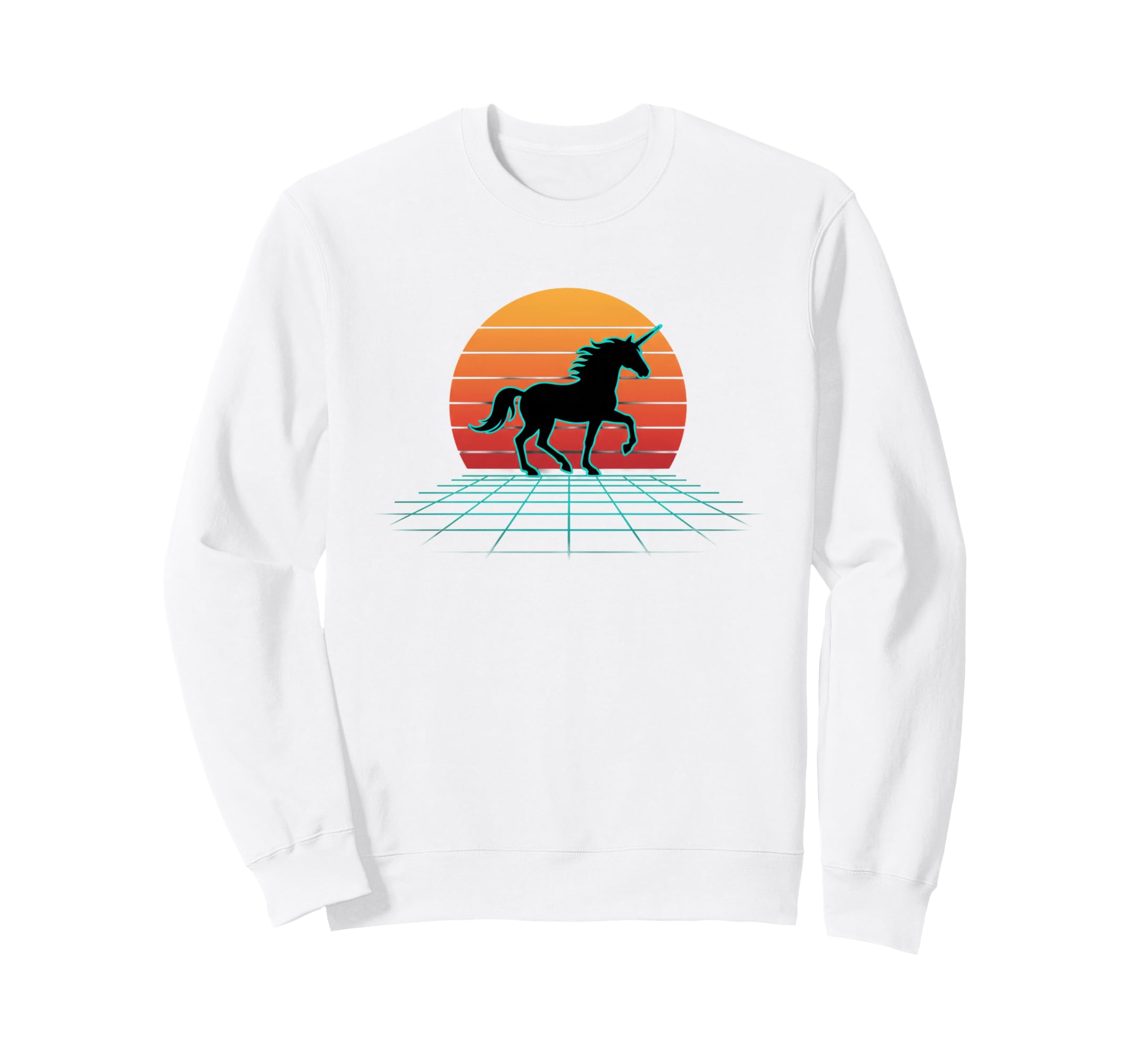 Unicorn Sunset Synthwave 80S Vaporwave Sweatshirt - Trendy Graphic Unisex - T-Shirt, Sweatshirt, Hoodie