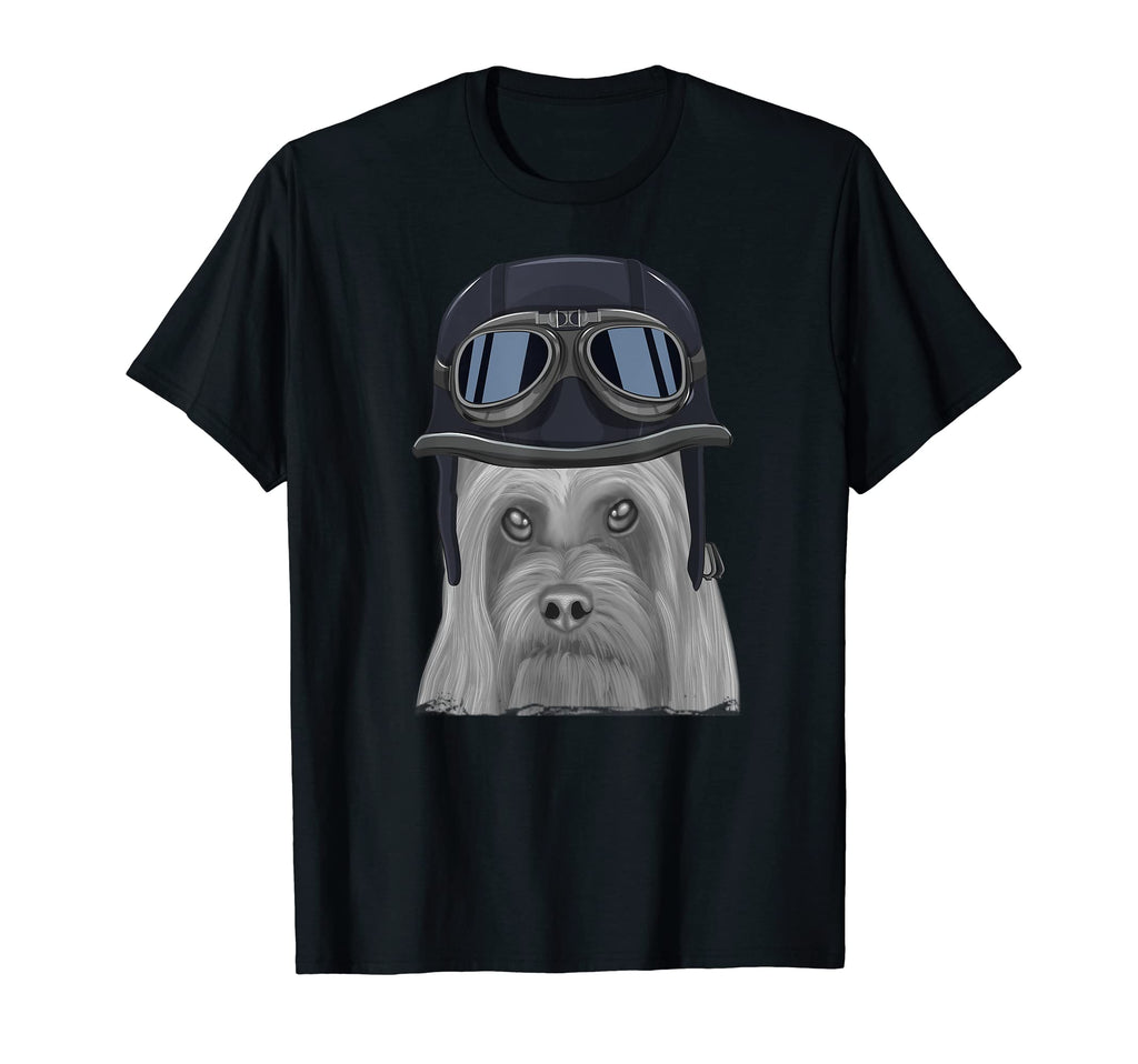 Silky Terrier Wearing Motorcycle Helmet T-Shirt - Fun Novelty Design Unisex - T-Shirt, Sweatshirt, Hoodie