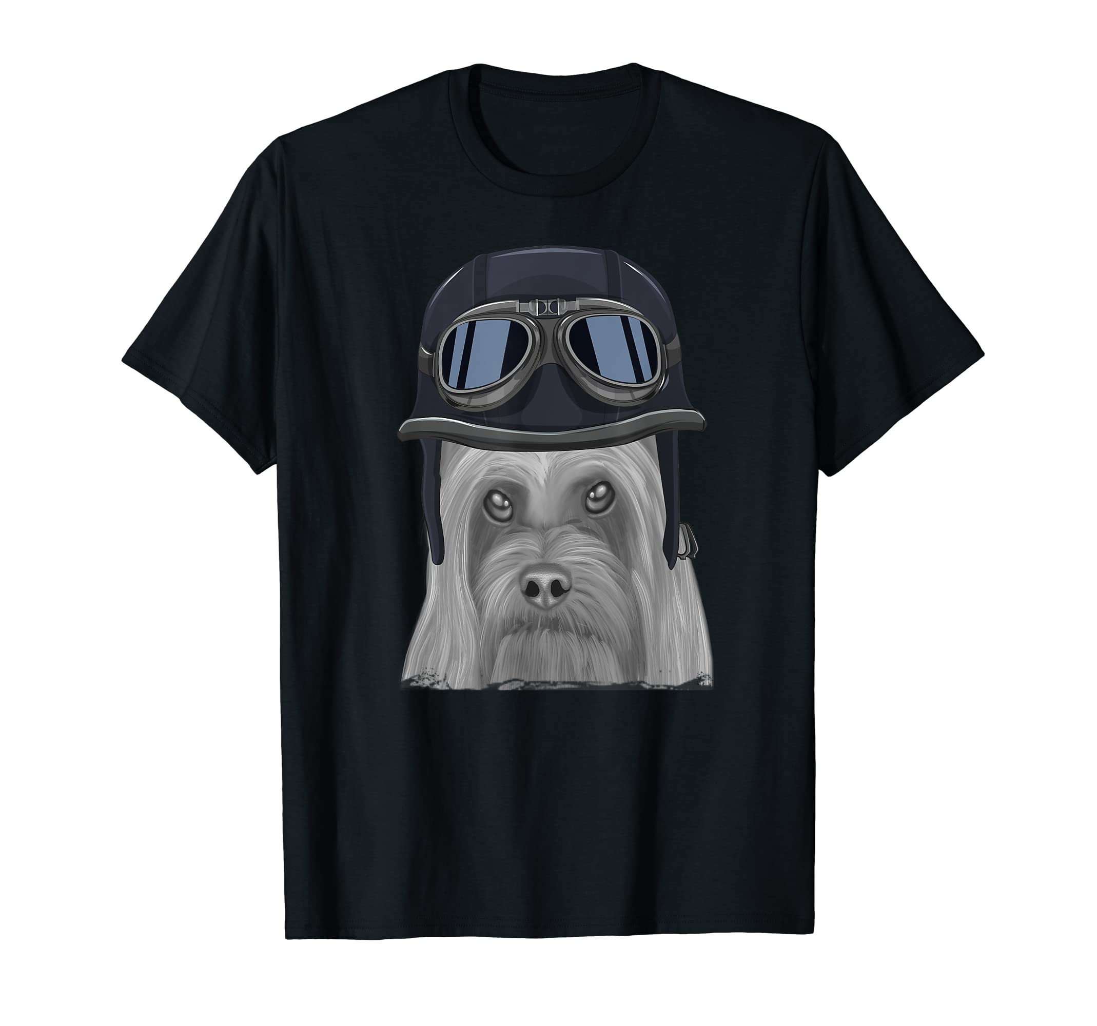 Silky Terrier Wearing Motorcycle Helmet T-Shirt - Fun Novelty Design Unisex - T-Shirt, Sweatshirt, Hoodie