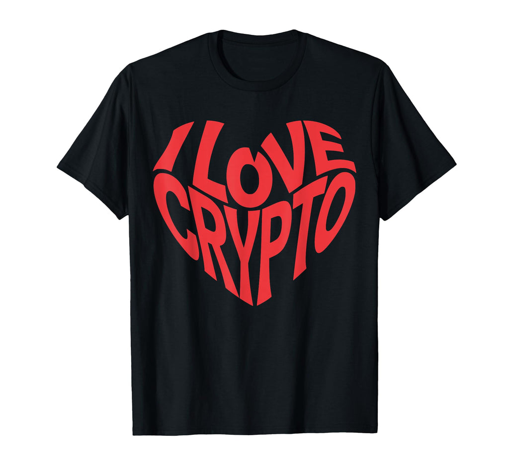 I Love Crypto Heart Typography T-Shirt - Minimalist Print Unisex - T-Shirt, Sweatshirt, Hoodie