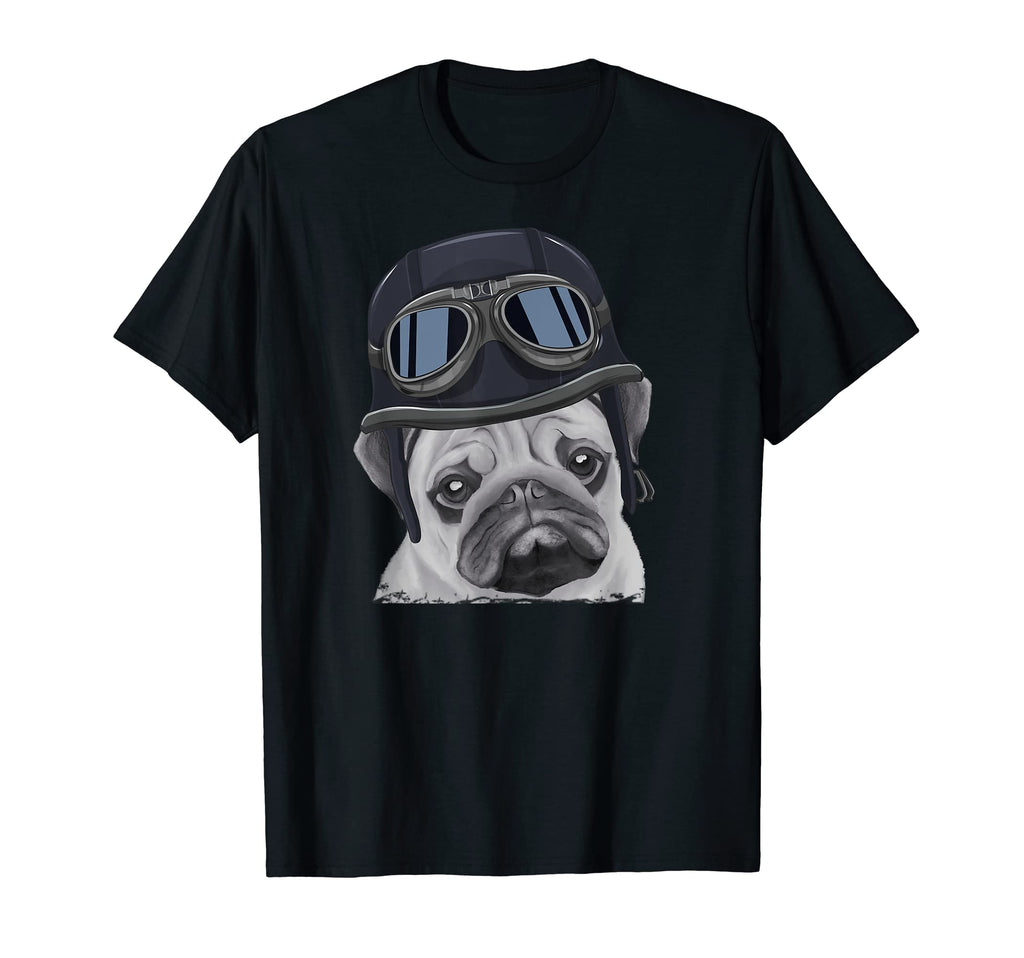 Pug Wearing Motorcycle Helmet T-Shirt - Aesthetic Graphic for Adults - T-Shirt, Sweatshirt, Hoodie